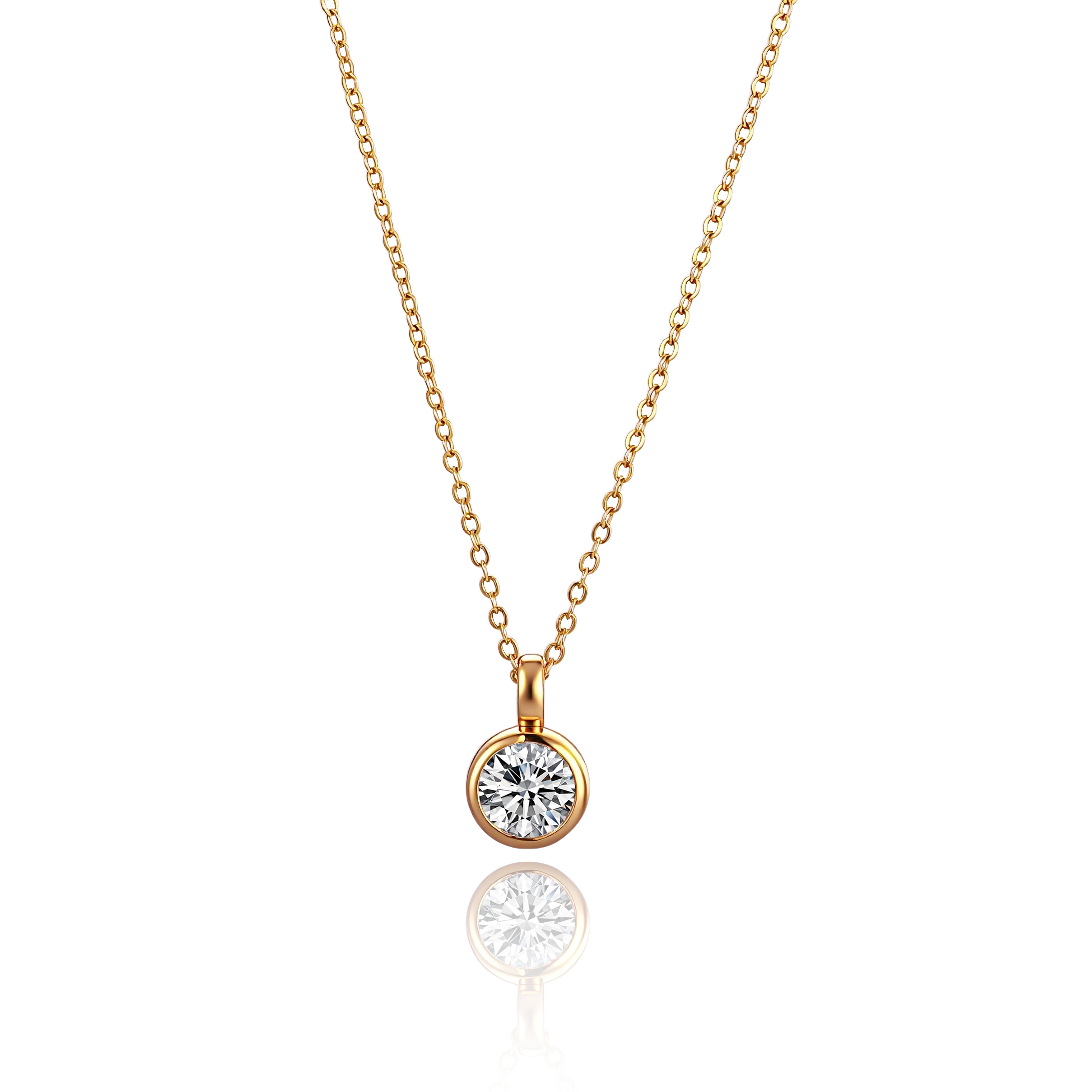 Golden Bubble Pendant in 18Kt Gold set with 1Ct Round Solitaire Lab Diamond (Pendant Only)
