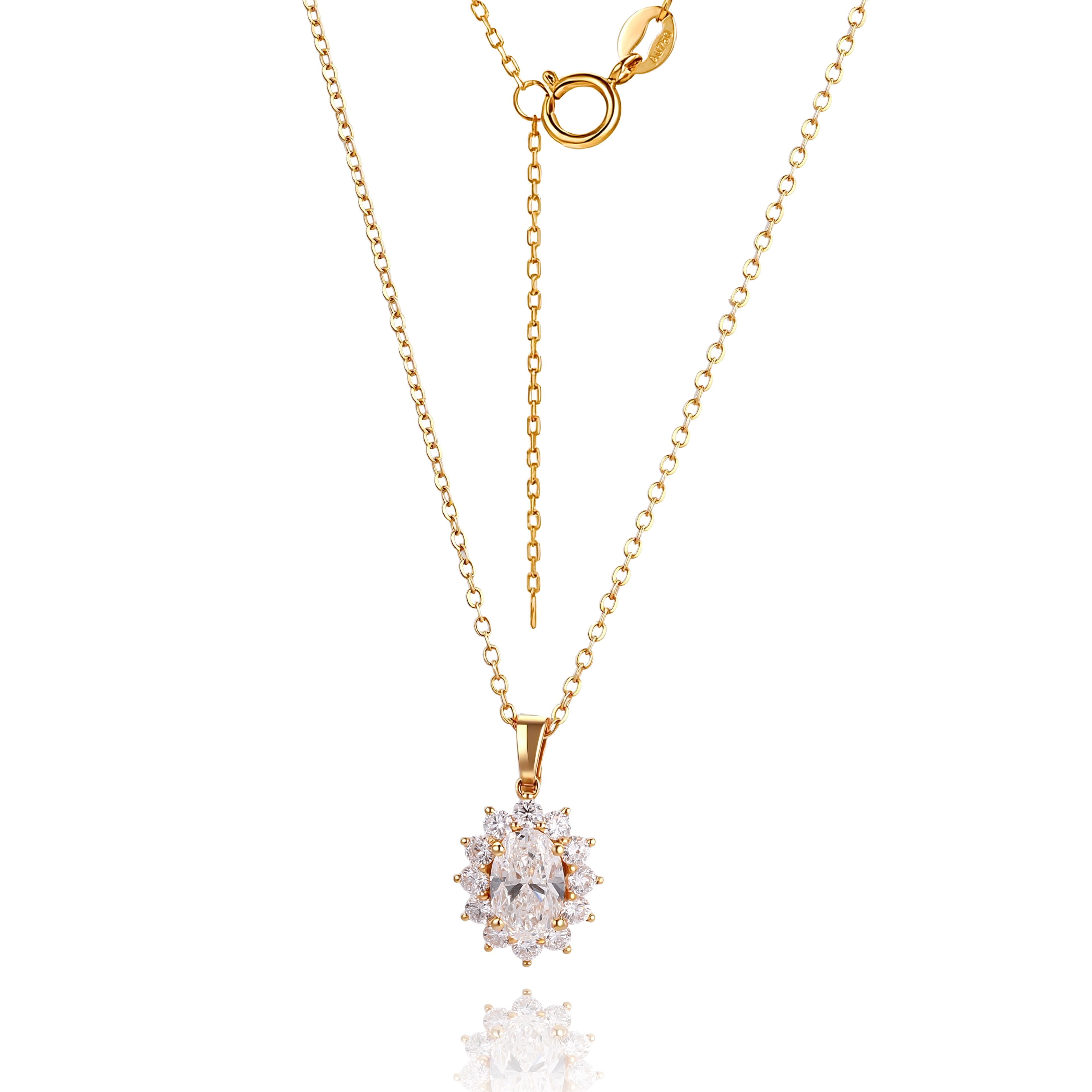 Oval Lab Diamond Pendant | 1.5ctw Oval Lab Diamond in 18K Gold with Stardust Halo（Pendant Only）