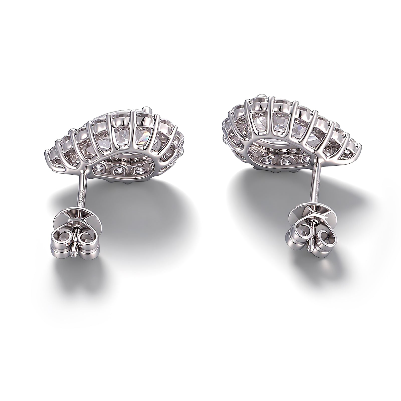 Halo Pear Studs | Pear Cut Lab Grown Diamond Earrings with Micro-Pavé Halo in 18K White Gold