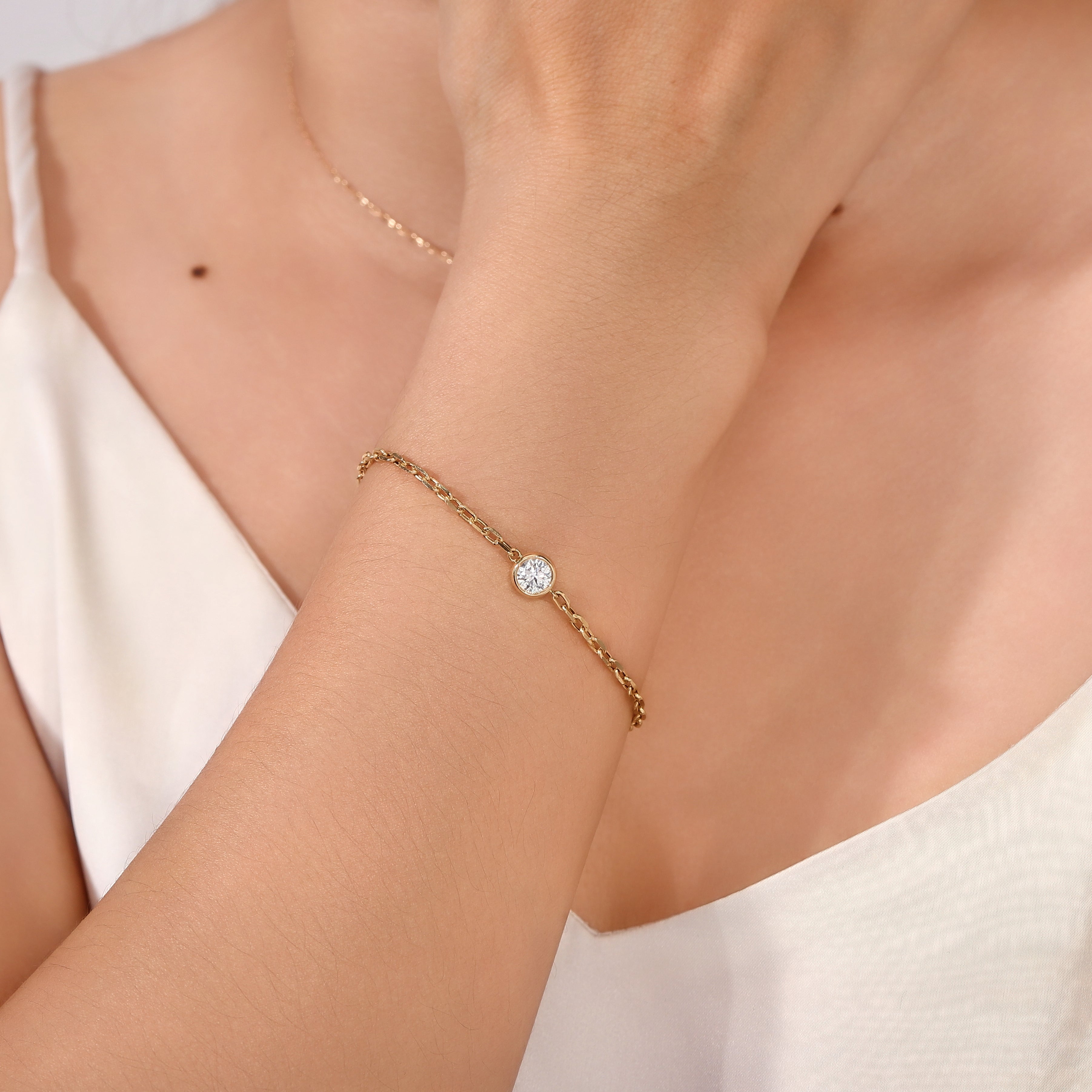 Celestial Line Bracelet | 18K Yellow Gold Lab Grown Diamond Bracelet