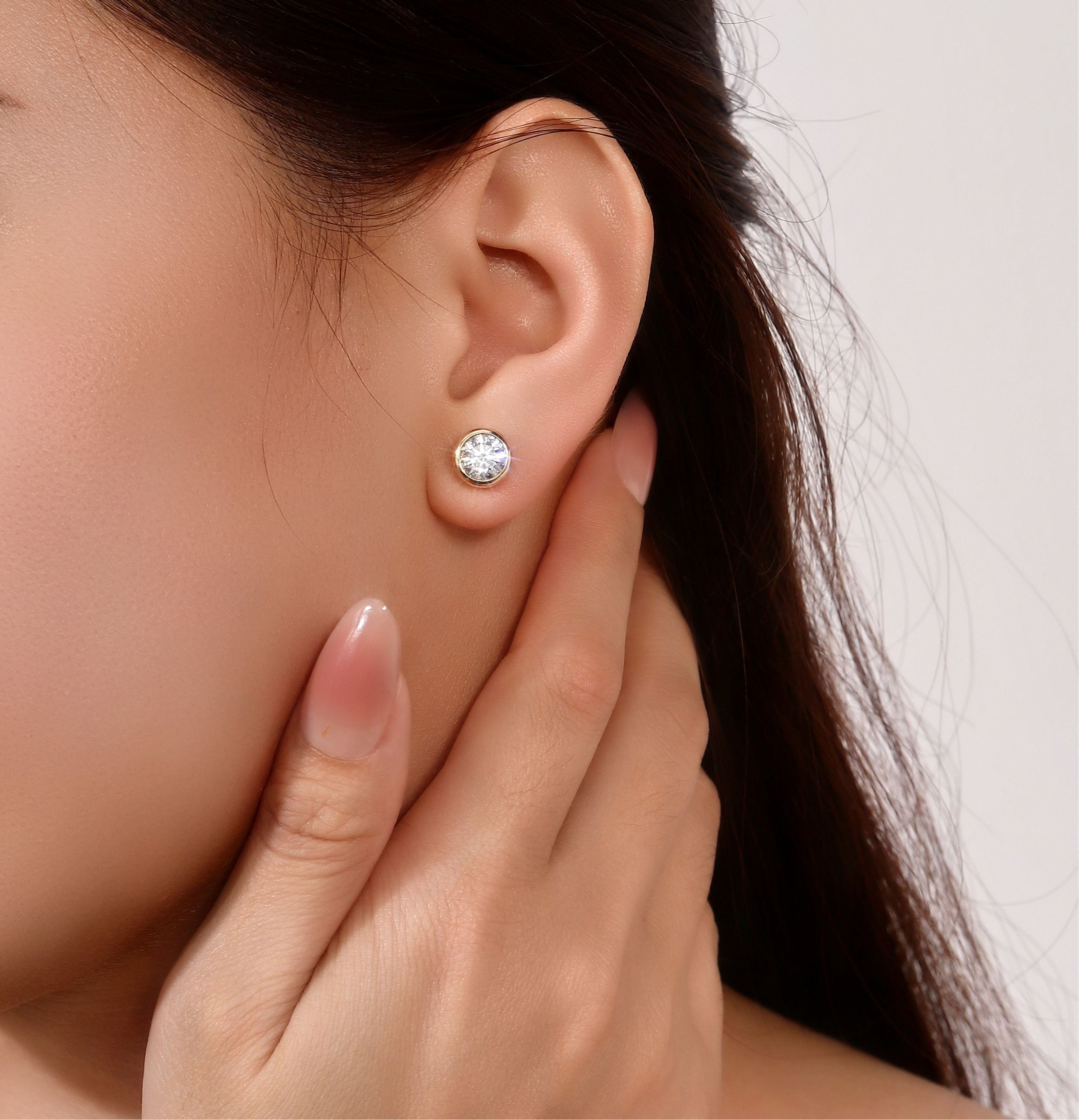 Classic Round Diamond Studs | Round-Cut Lab Diamond Earrings in 18K Yellow Gold