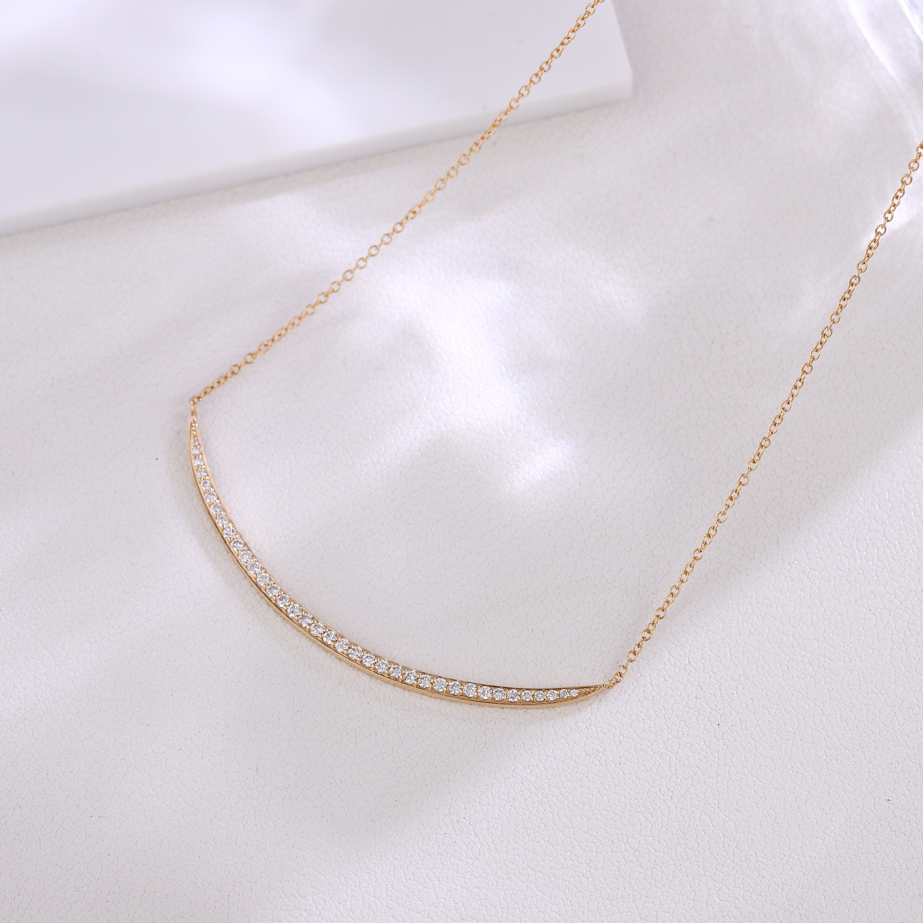 Smile Necklace | 18K Yellow Gold Crescent with 0.31ctw Scattered Lab Diamond Accents