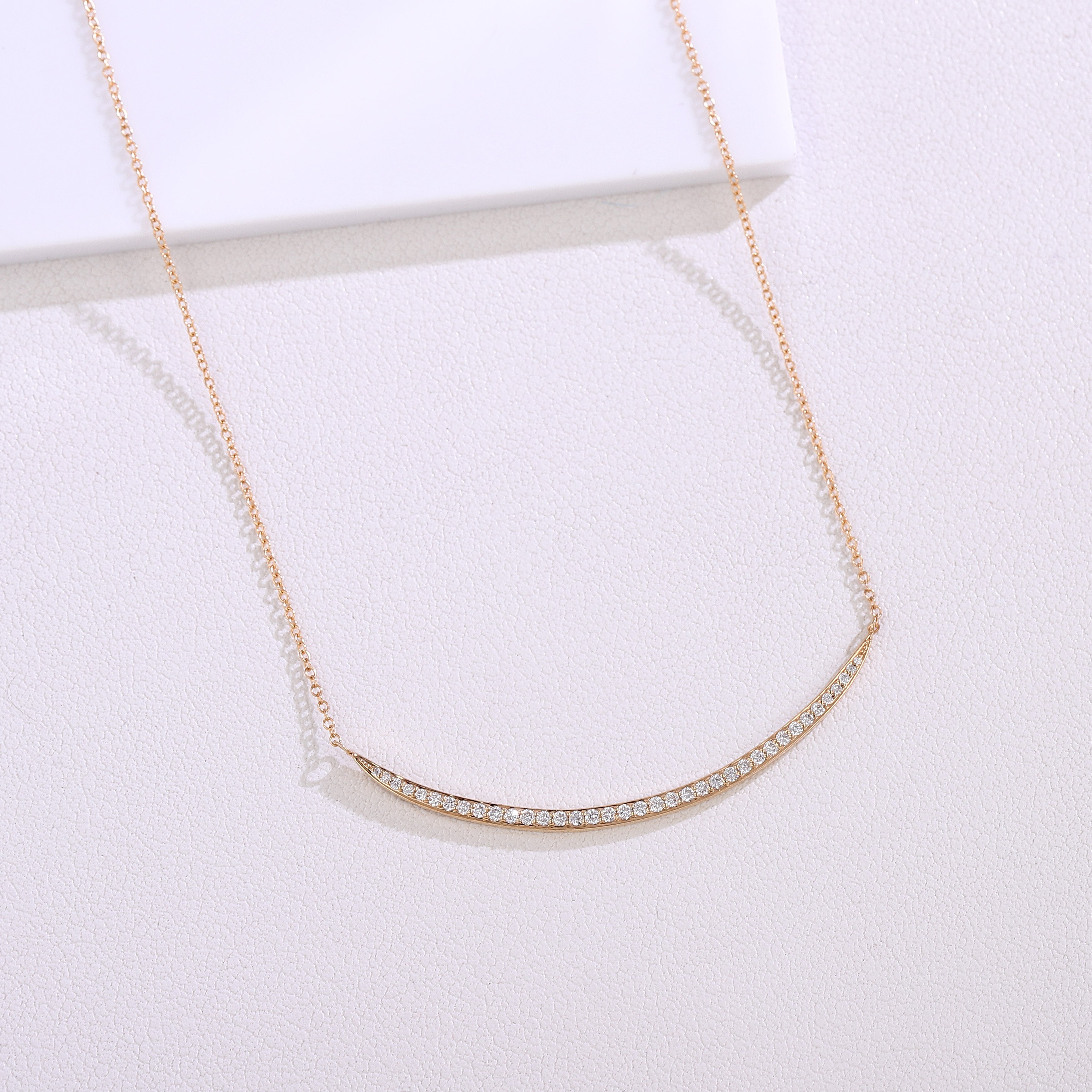 Smile Necklace | 18K Yellow Gold Crescent with 0.31ctw Scattered Lab Diamond Accents