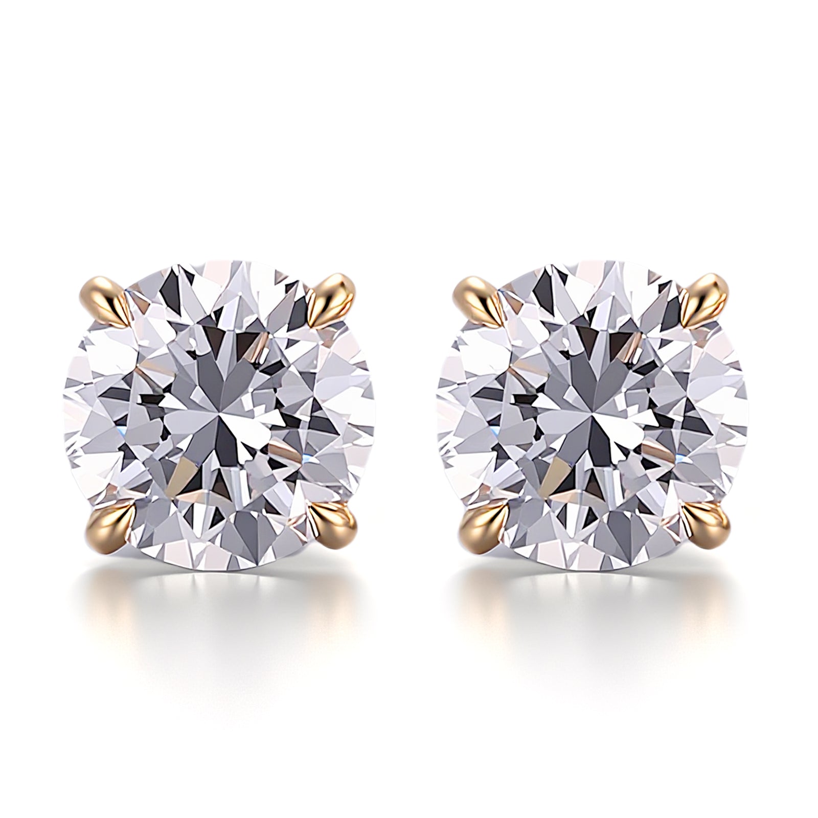 Classic Round Lab Diamond Stud Earrings in 18k Yellow Gold | With Alpha Earring Backs