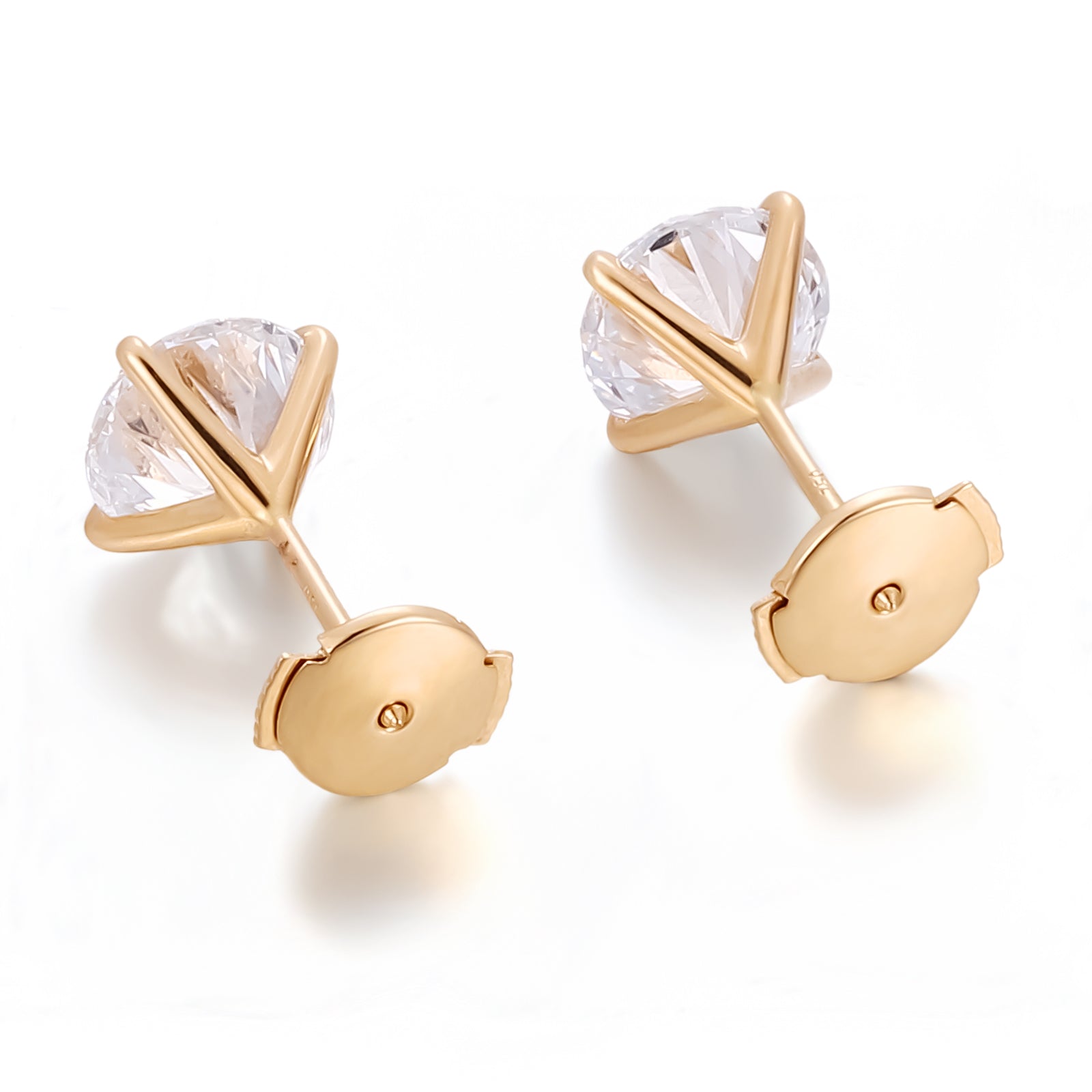 Classic Round Lab Diamond Stud Earrings in 18k Yellow Gold | With Alpha Earring Backs