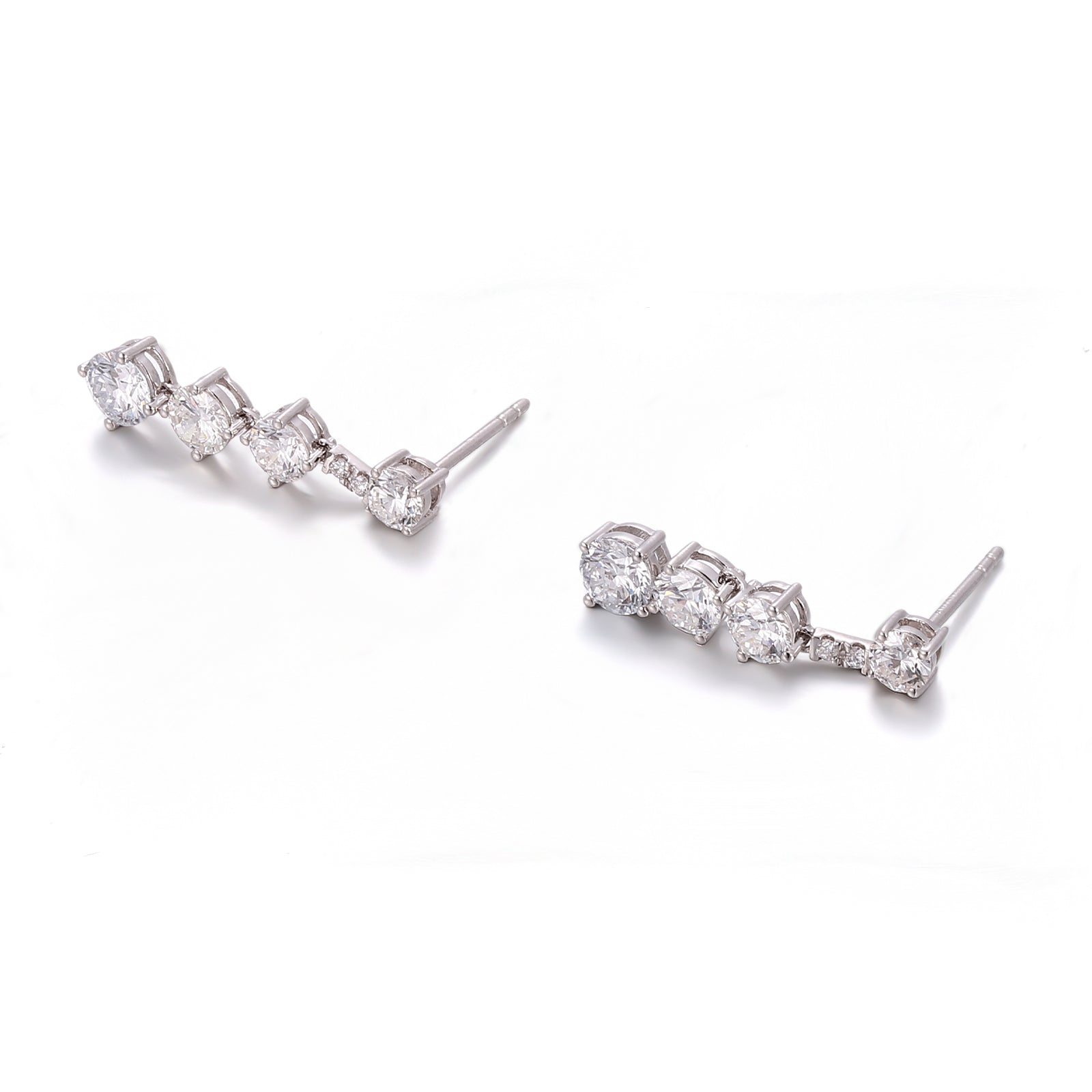 Classic Round Lab Diamond Dangle Earrings in 18k White Gold