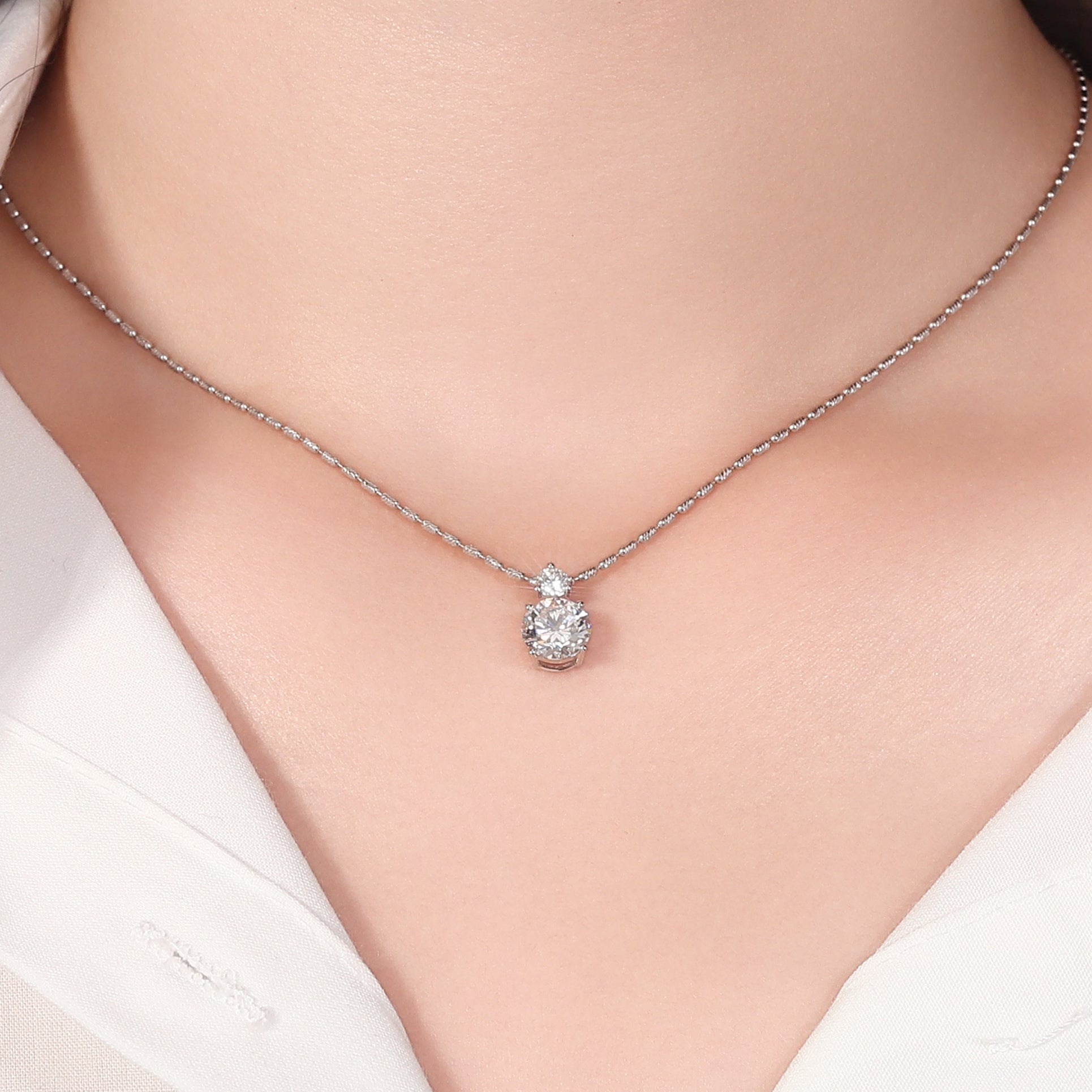 1.50 Ct TW Two Stone Round Lab Diamond Pendant (Pendant Only)