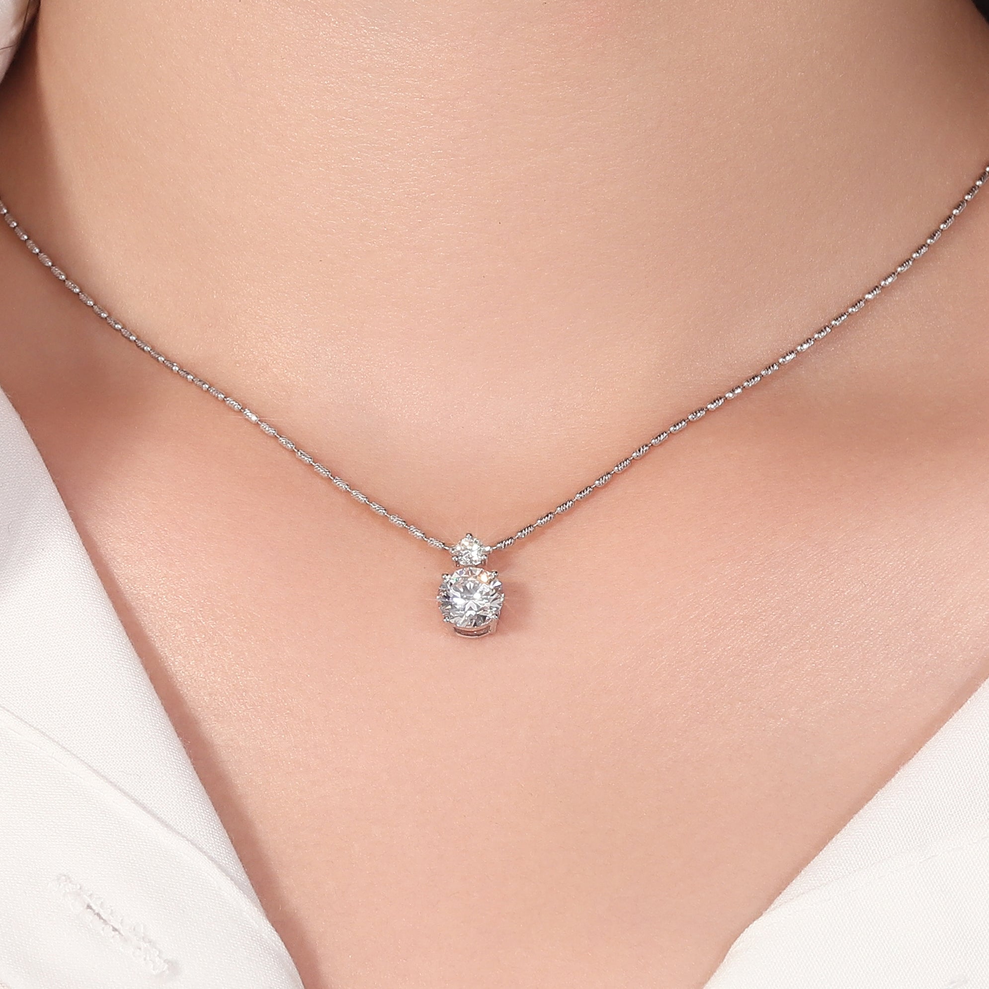 1.50 Ct TW Two Stone Round Lab Diamond Pendant (Pendant Only)