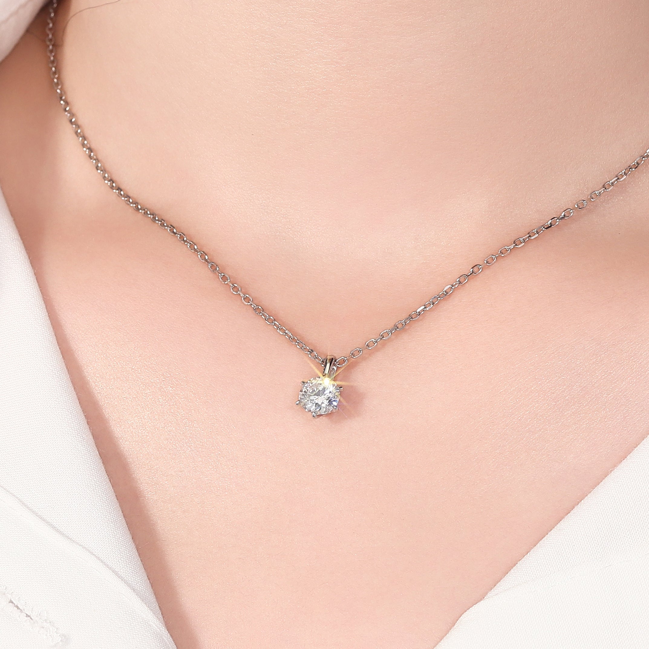 Classic 6-Prong Round Lab Diamond Solitaire Pendant (Pendant Only)