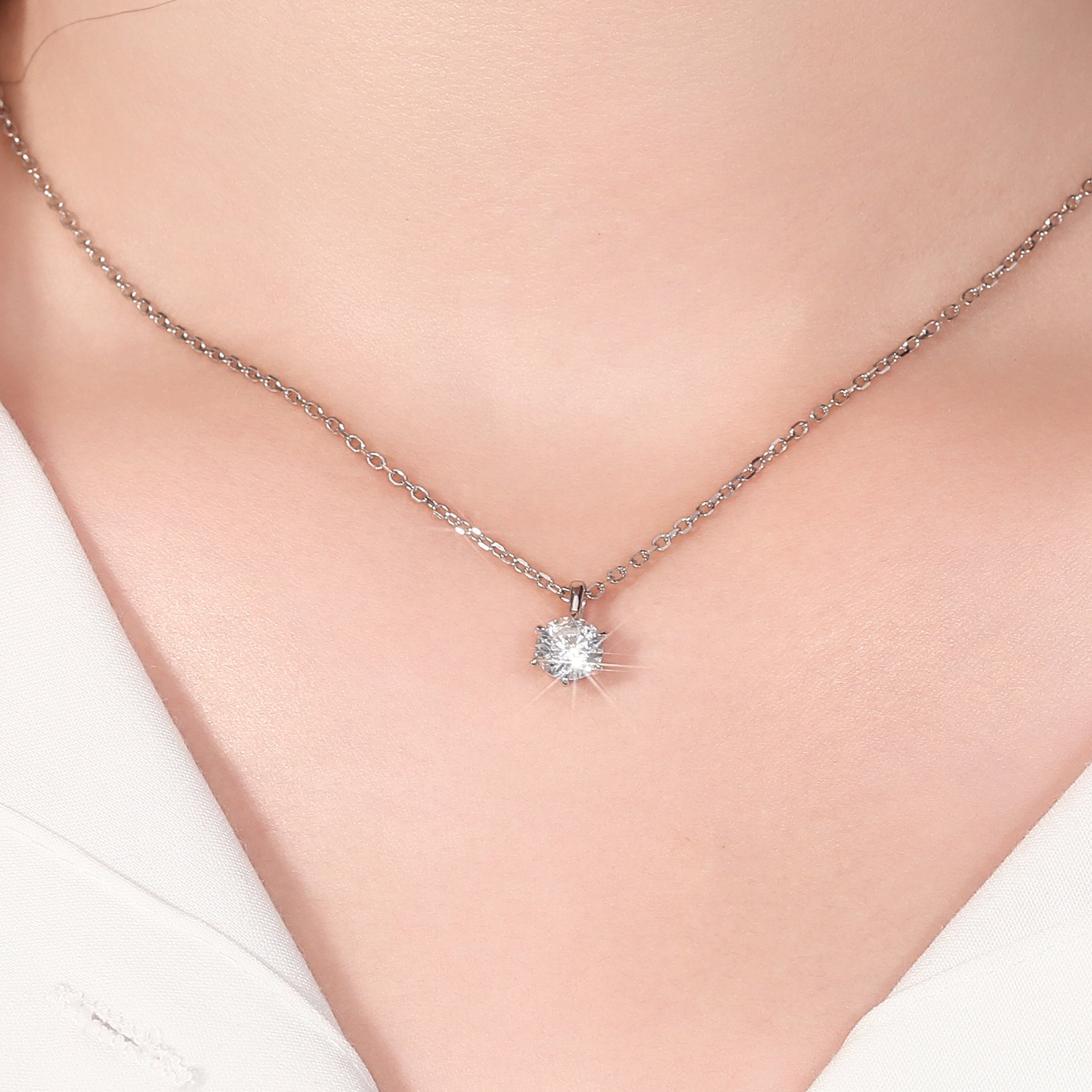 Classic 6-Prong Round Lab Diamond Solitaire Pendant (Pendant Only)