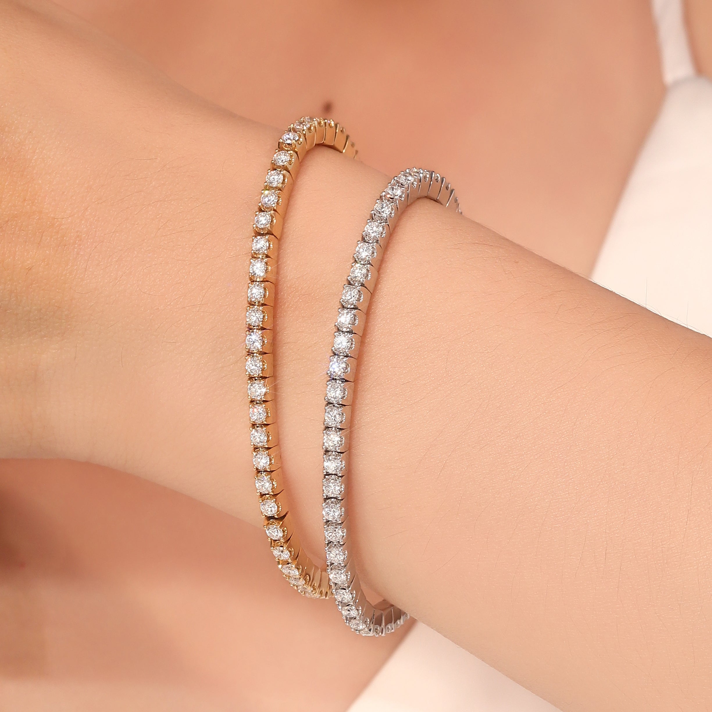 Eternal Radiance Tennis Bracelet | 2.5Ctw Round Cut Lab Diamond Bracelet in 18K Yellow Gold