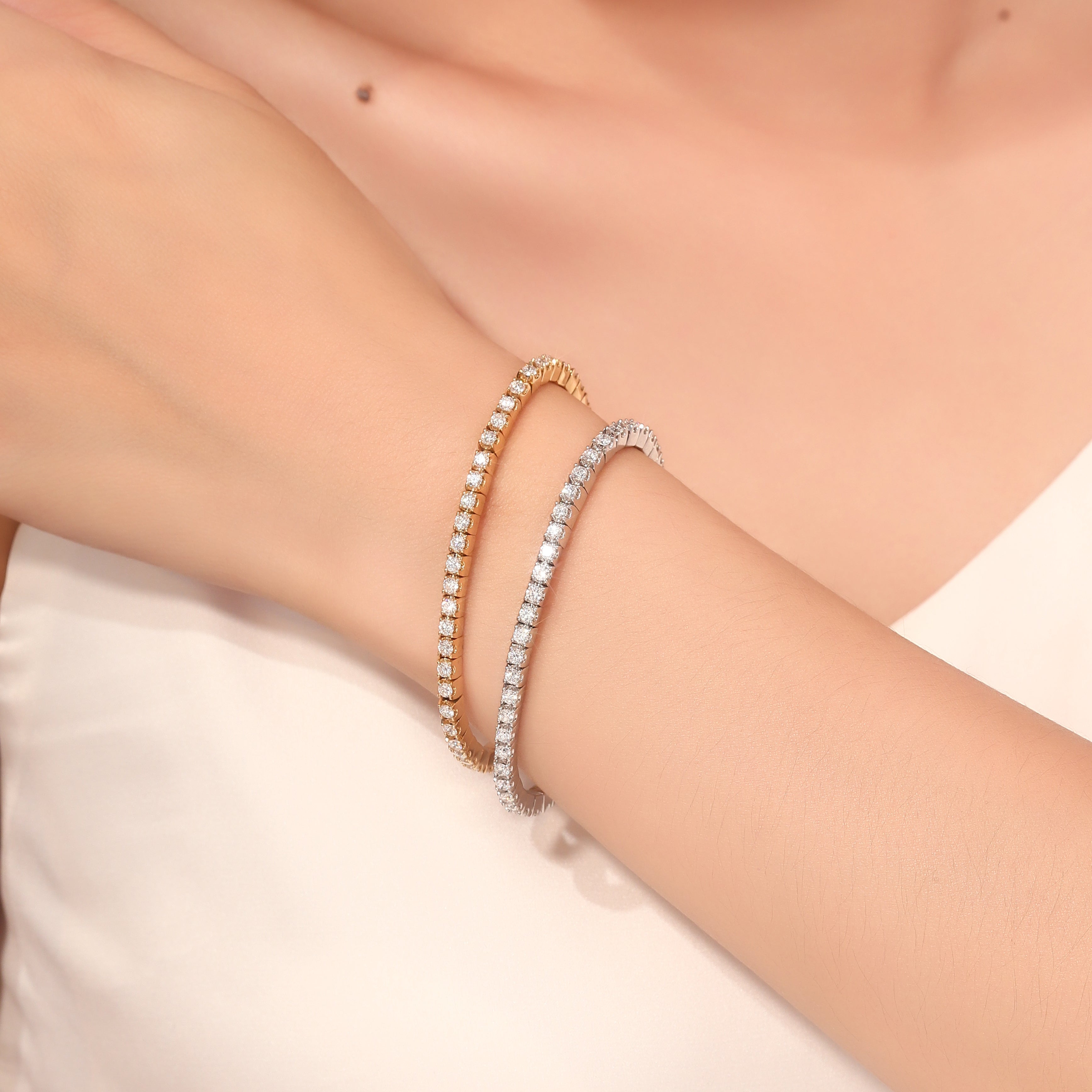 Eternal Radiance Tennis Bracelet | 2.5Ctw Round Cut Lab Diamond Bracelet in 18K Yellow Gold