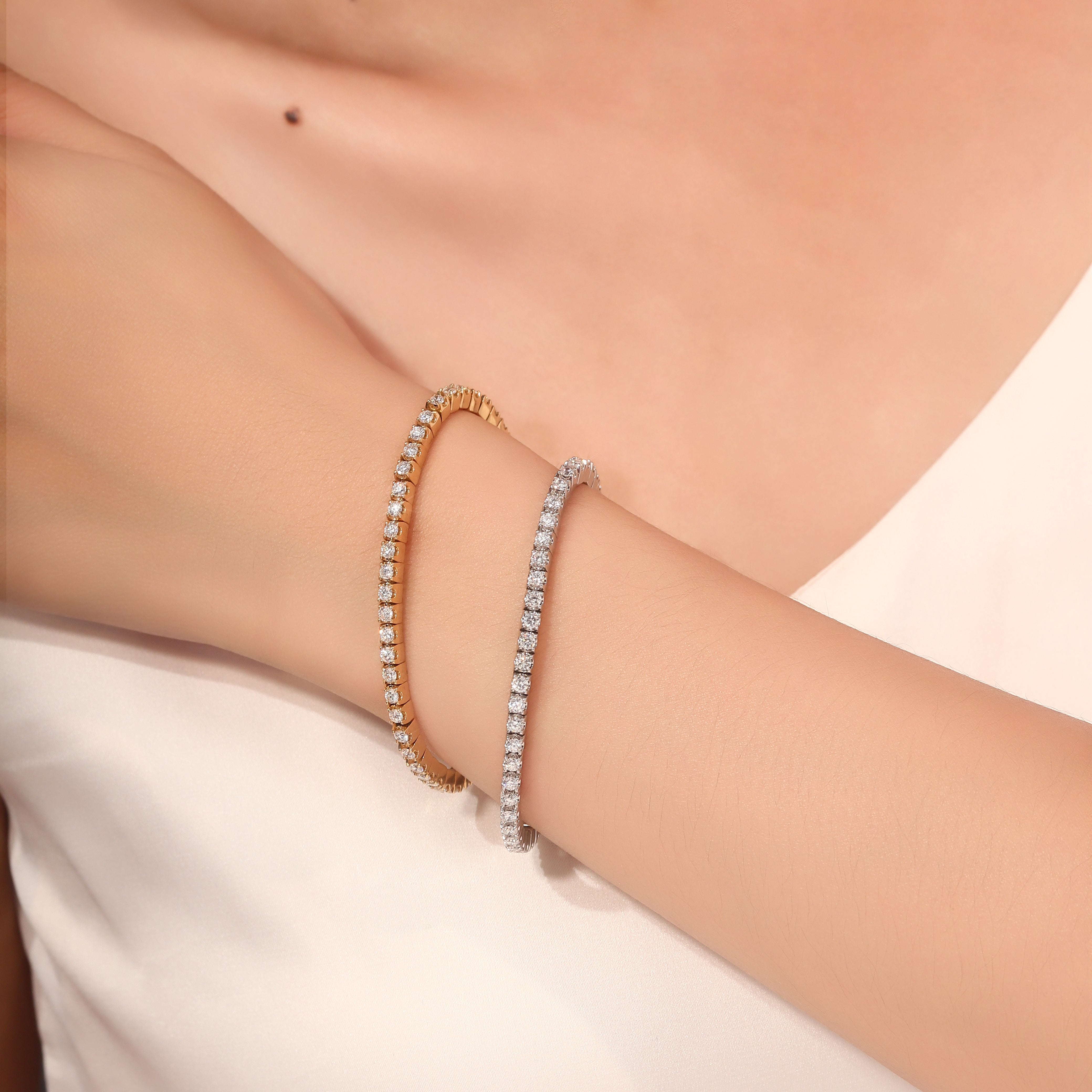 Eternal Radiance Tennis Bracelet | 2.5Ctw Round Cut Lab Diamond Bracelet in 18K Yellow Gold