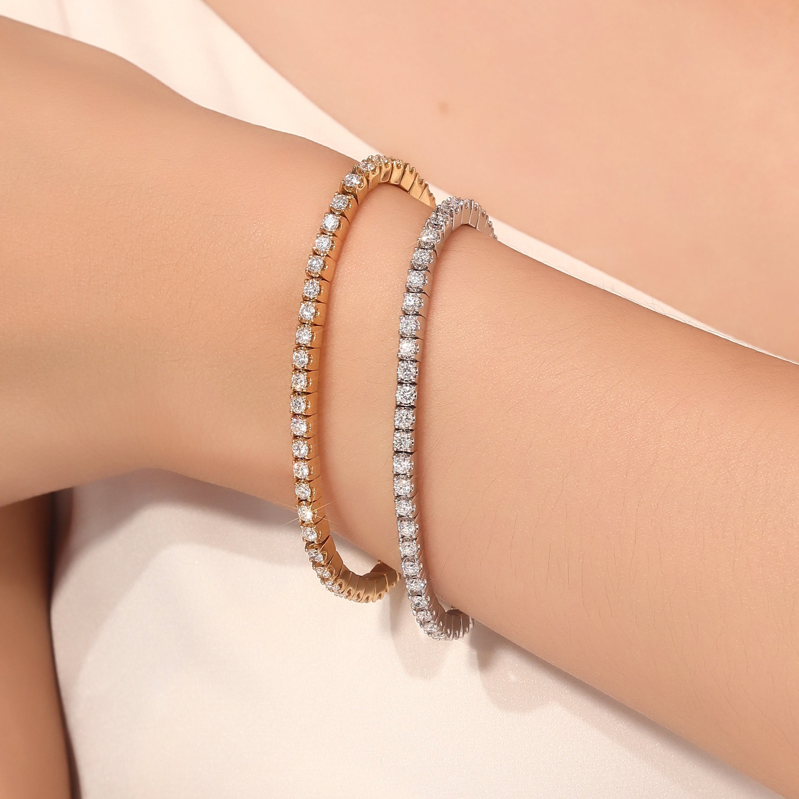 Eternal Radiance Tennis Bracelet | 2.5Ctw Round Cut Lab Diamond Bracelet in 18K Yellow Gold