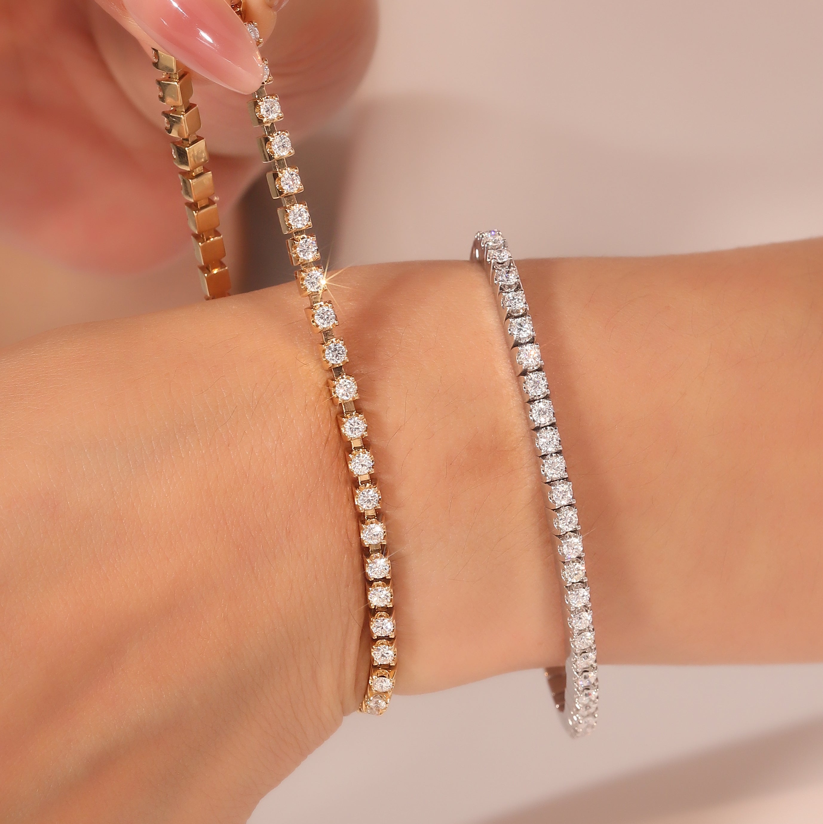 Eternal Radiance Tennis Bracelet | 2.5Ctw Round Cut Lab Diamond Bracelet in 18K Yellow Gold