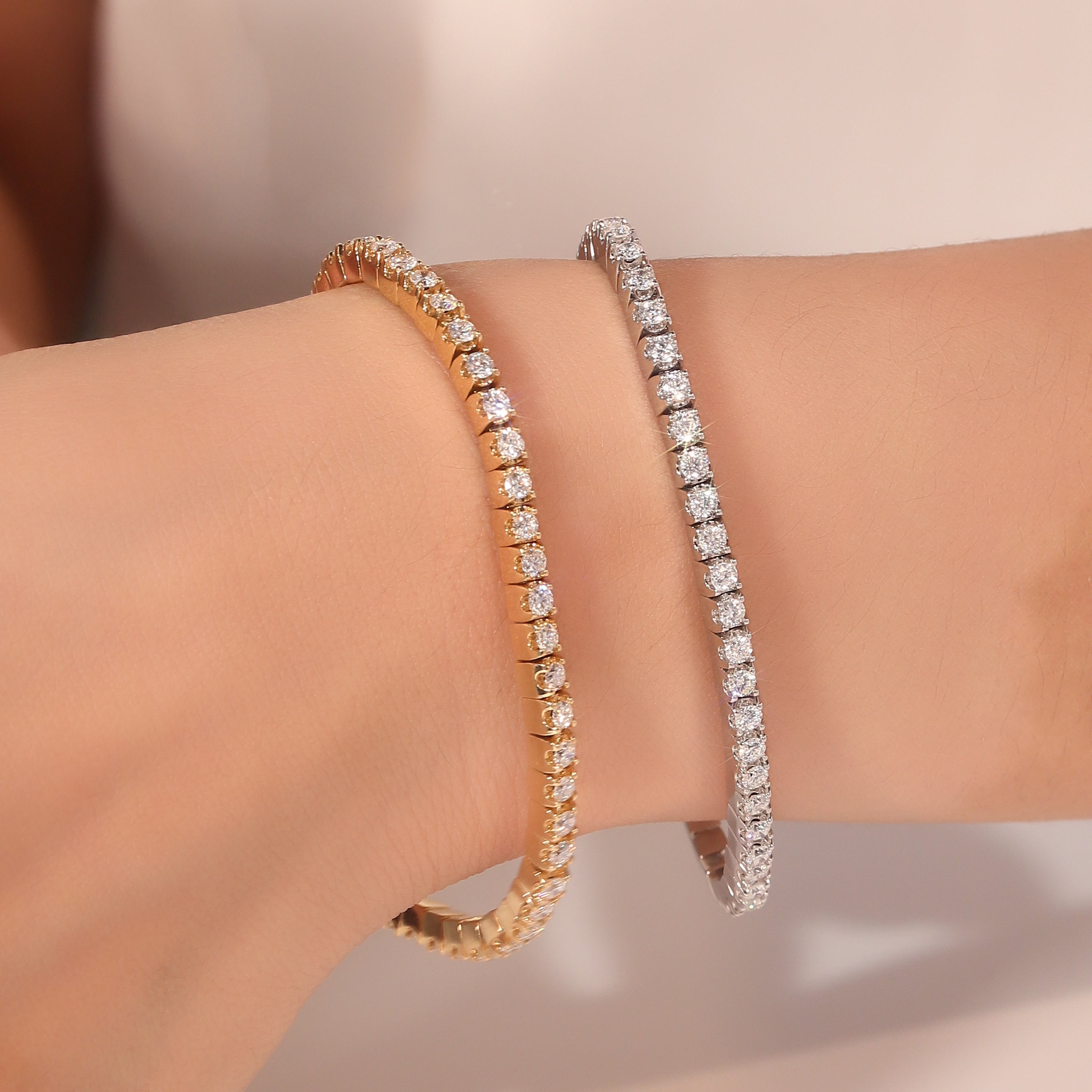 Eternal Radiance Tennis Bracelet | 2.5Ctw Round Cut Lab Diamond Bracelet in 18K Yellow Gold