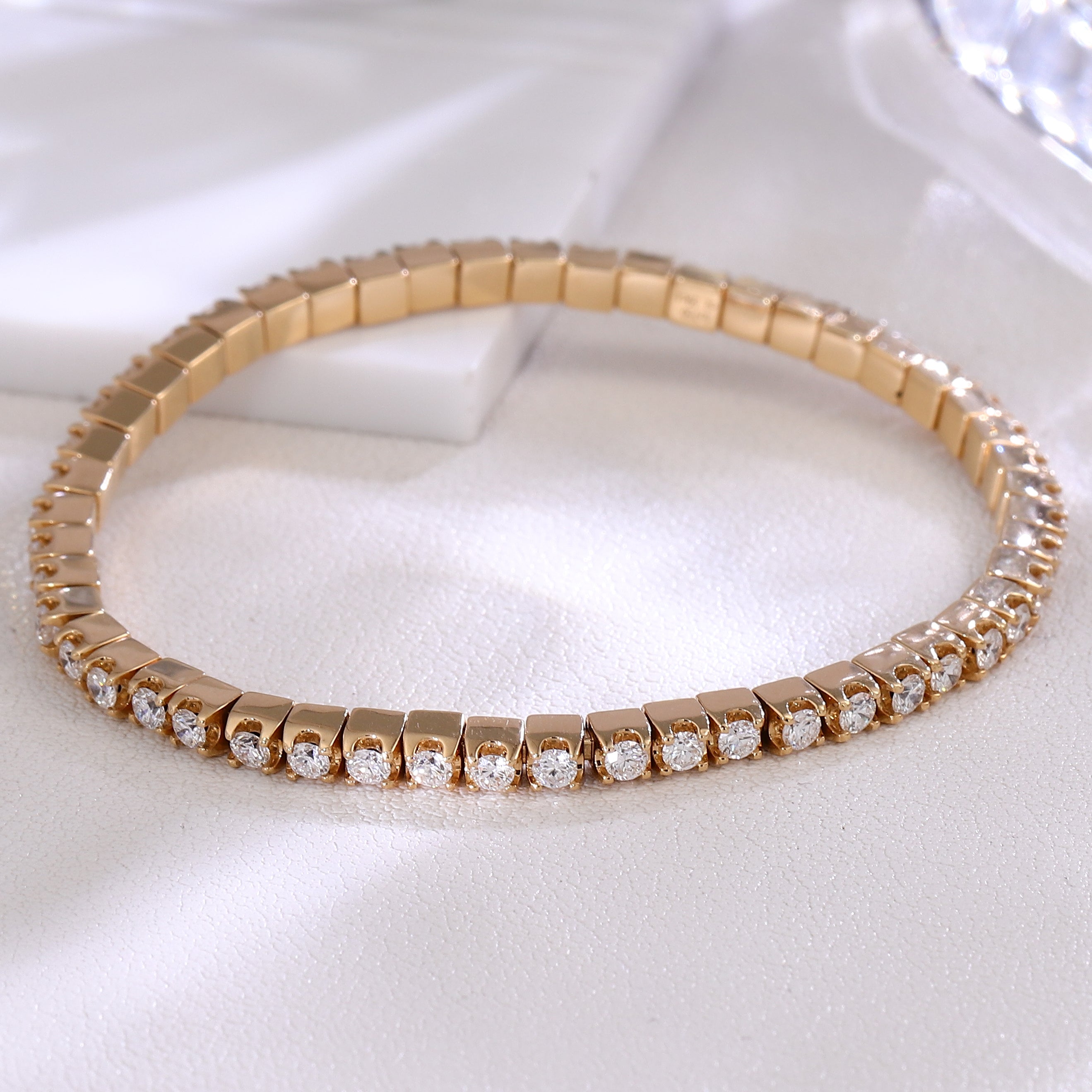 Eternal Radiance Tennis Bracelet | 2.5Ctw Round Cut Lab Diamond Bracelet in 18K Yellow Gold