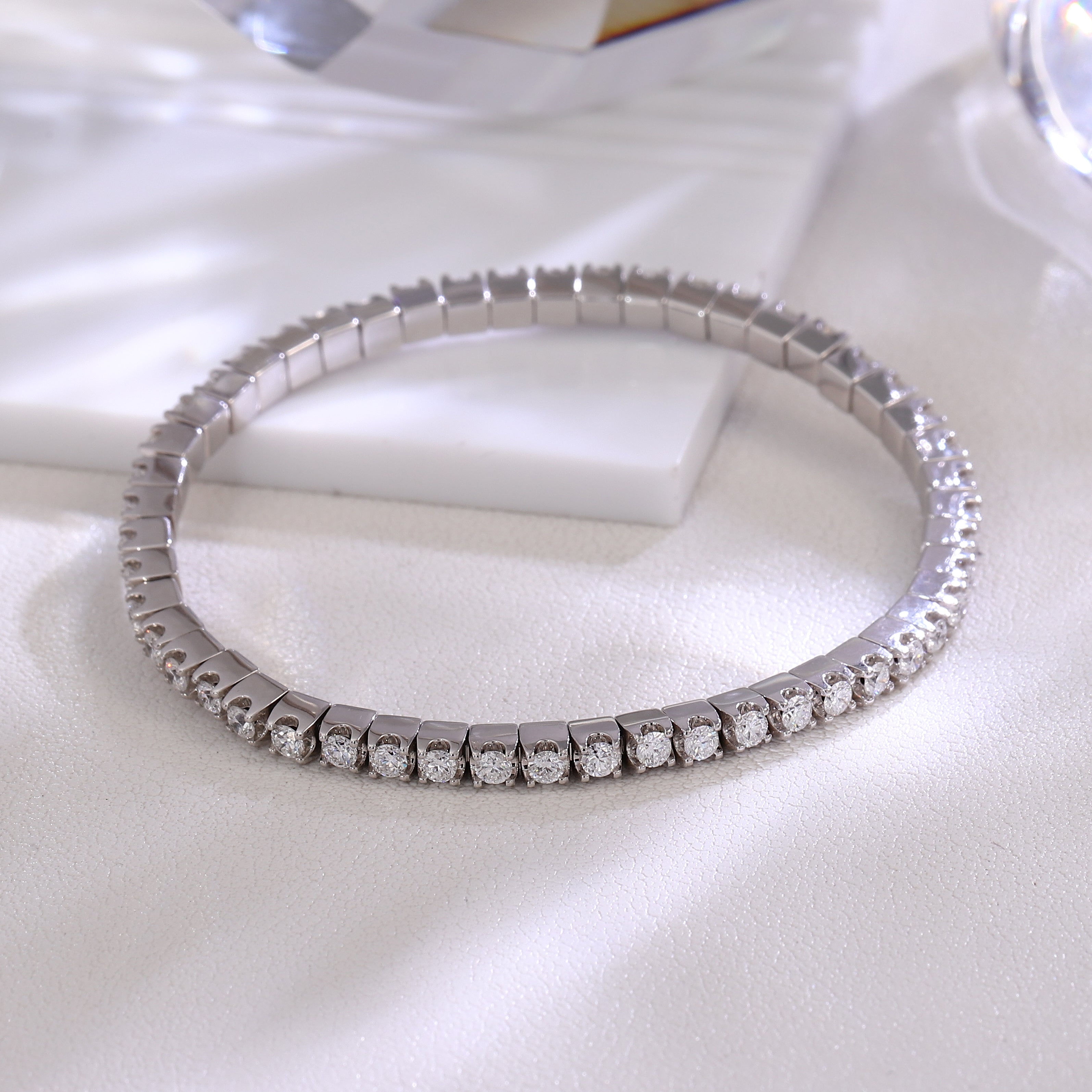Eternal Radiance Tennis Bracelet | 2.5Ctw Round Cut Lab Diamond Bracelet in 18K White Gold