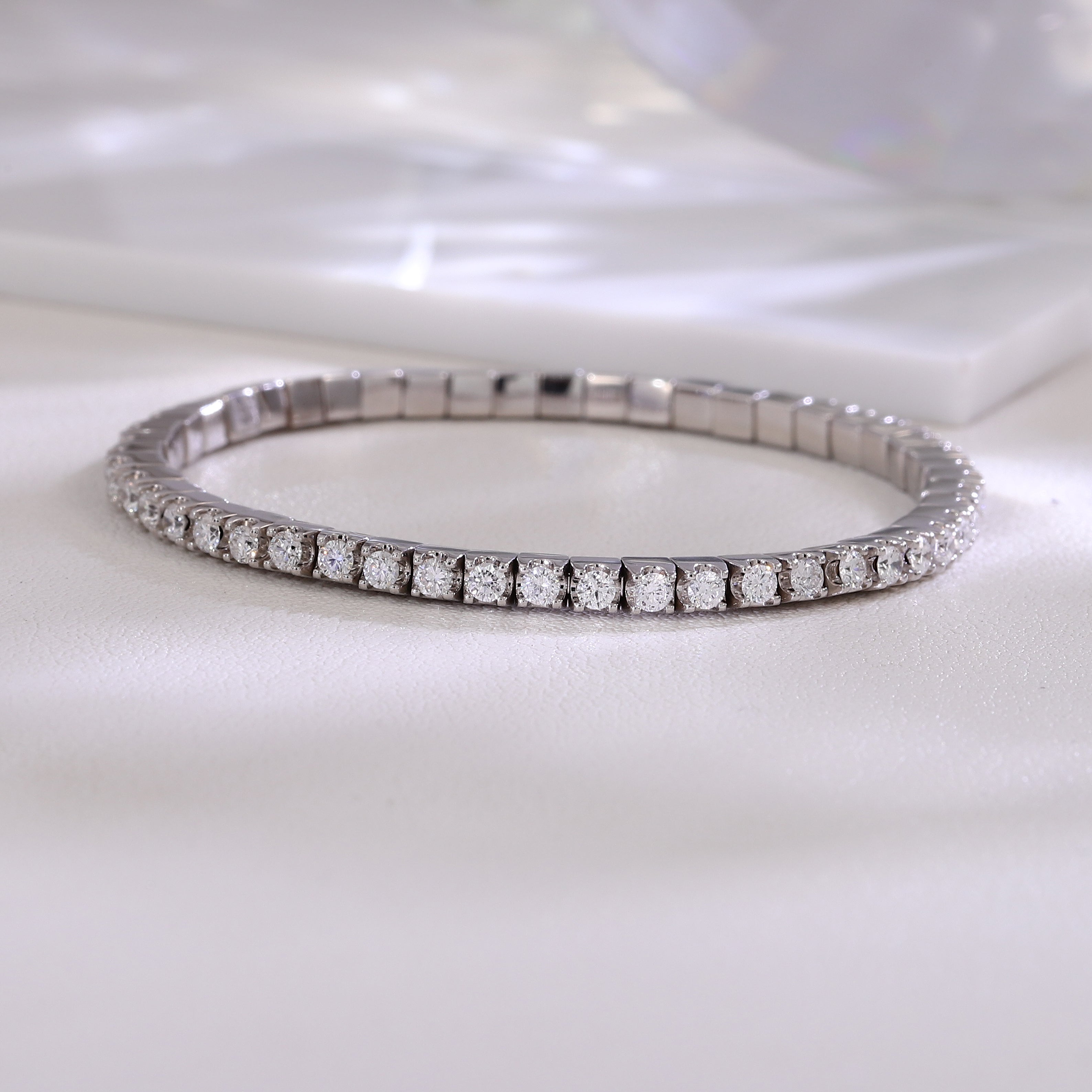 Eternal Radiance Tennis Bracelet | 2.5Ctw Round Cut Lab Diamond Bracelet in 18K White Gold