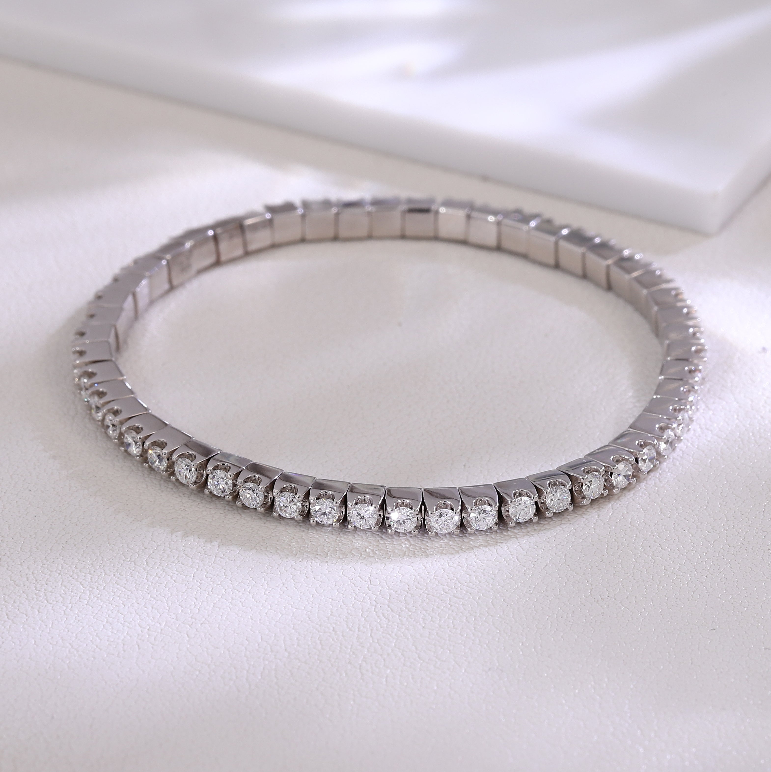 Eternal Radiance Tennis Bracelet | 2.5Ctw Round Cut Lab Diamond Bracelet in 18K White Gold