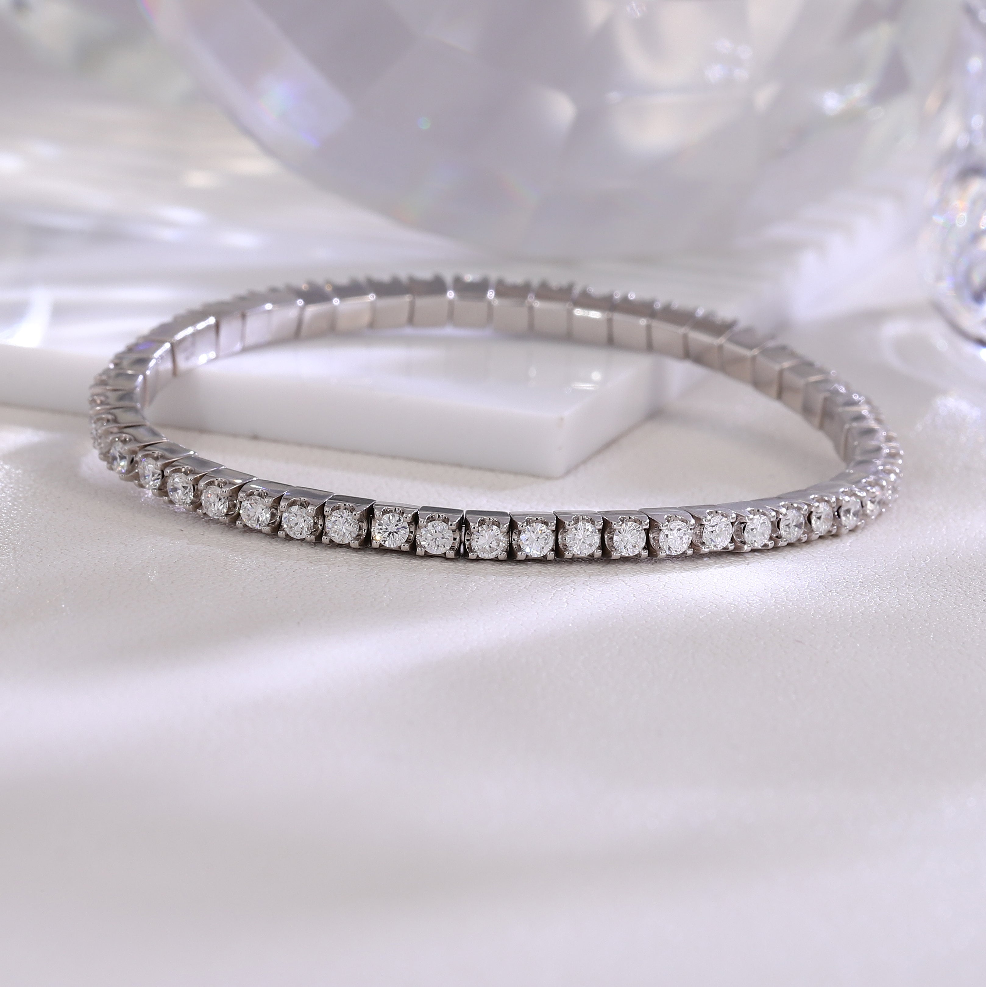 Eternal Radiance Tennis Bracelet | 2.5Ctw Round Cut Lab Diamond Bracelet in 18K White Gold
