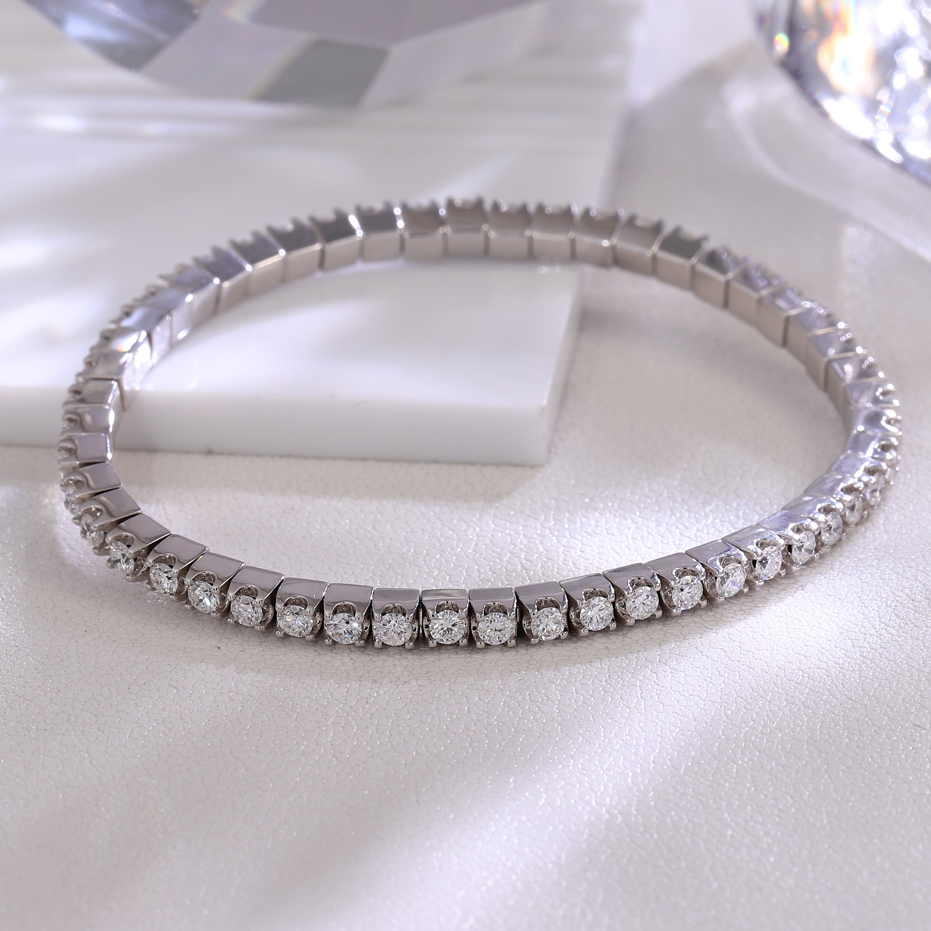 Eternal Radiance Tennis Bracelet | 2.5Ctw Round Cut Lab Diamond Bracelet in 18K White Gold