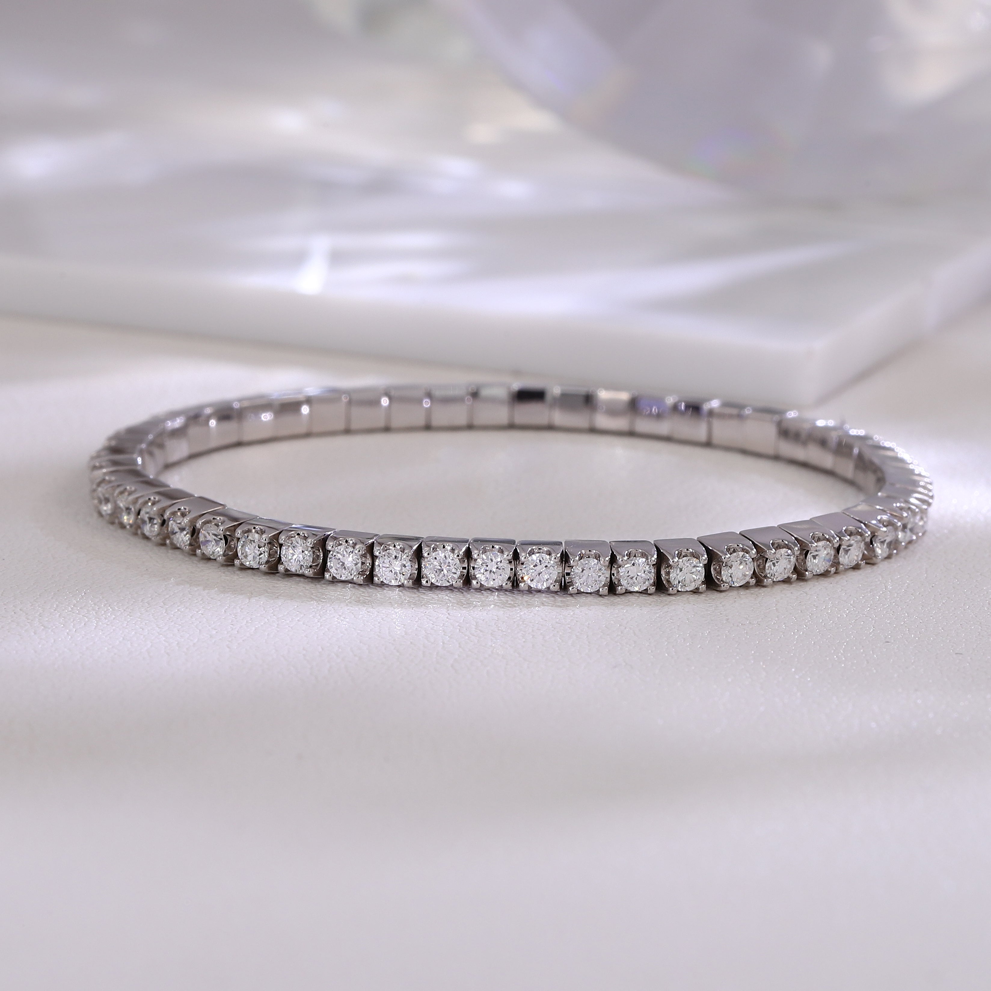 Eternal Radiance Tennis Bracelet | 2.5Ctw Round Cut Lab Diamond Bracelet in 18K White Gold