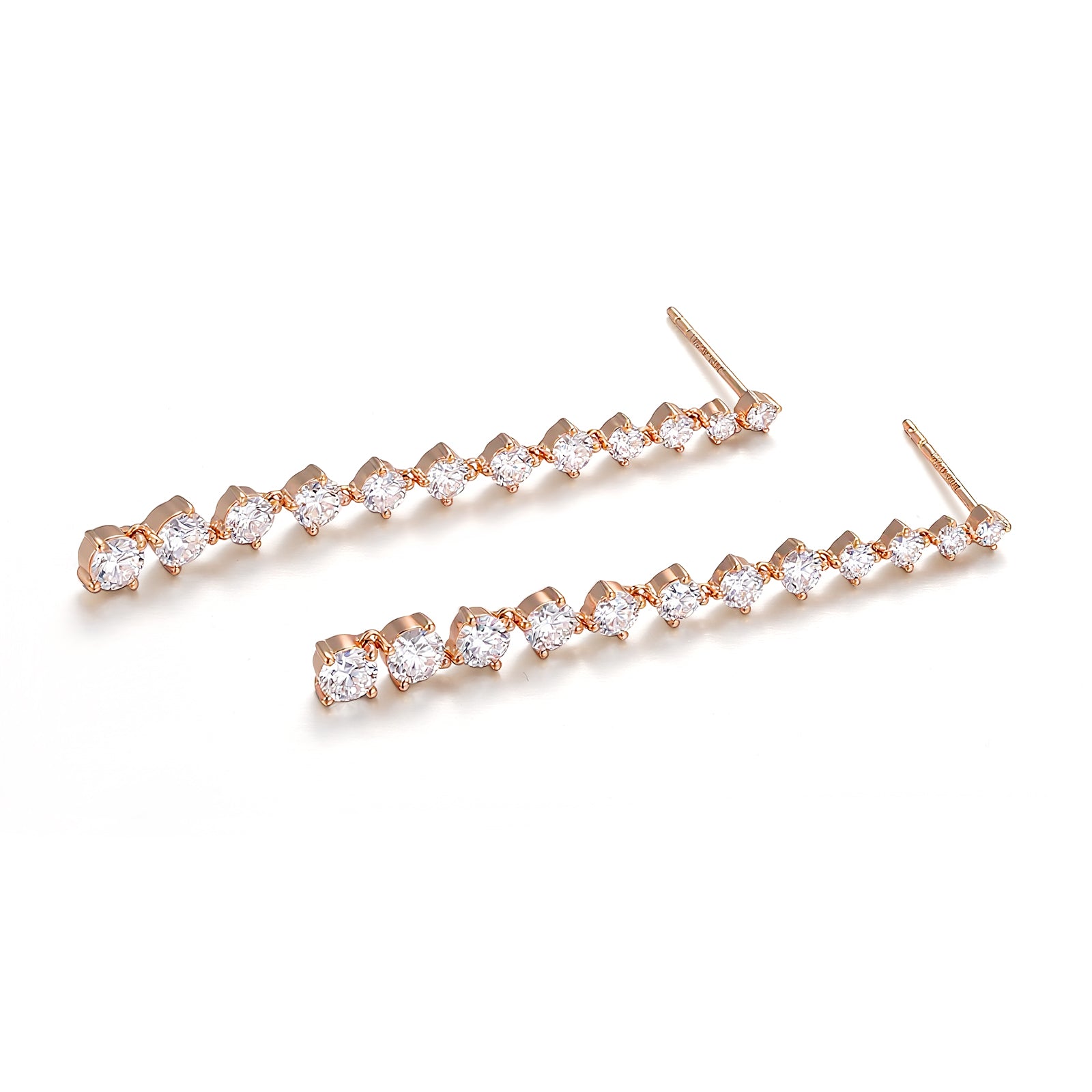 Elegant Dangle Earrings | Round-Cut Lab Diamond Dangle Earrings in 18K Yellow Gold