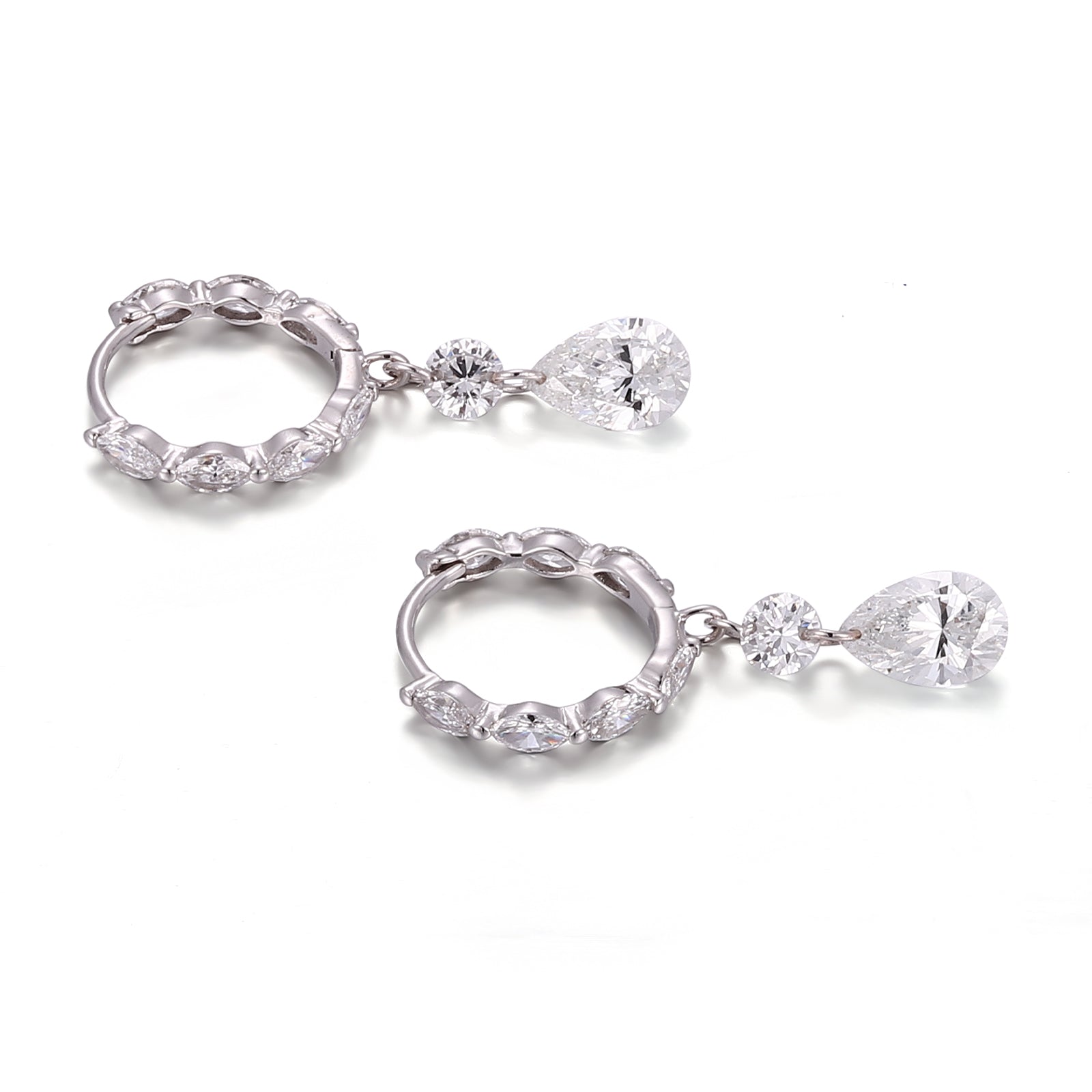 Pear Whisper Earrings | Pear & Marquise Lab grown Diamond Drop Earrings in 18K Yellow Gold