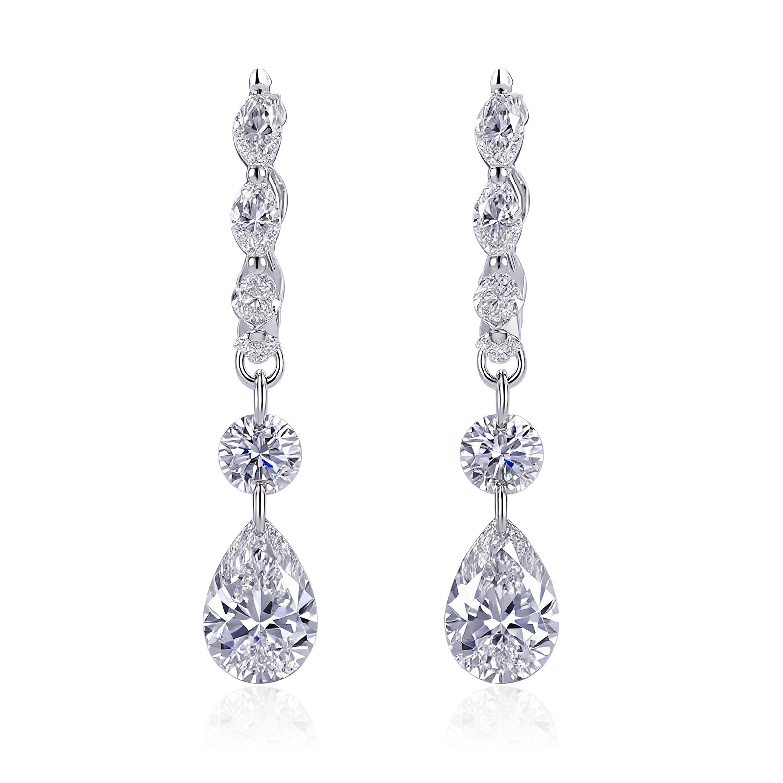 Pear Whisper Earrings | Pear & Marquise Lab grown Diamond Drop Earrings in 18K Yellow Gold