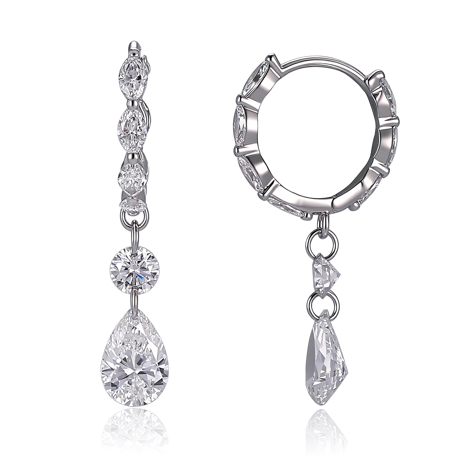 Pear Whisper Earrings | Pear & Marquise Lab grown Diamond Drop Earrings in 18K Yellow Gold