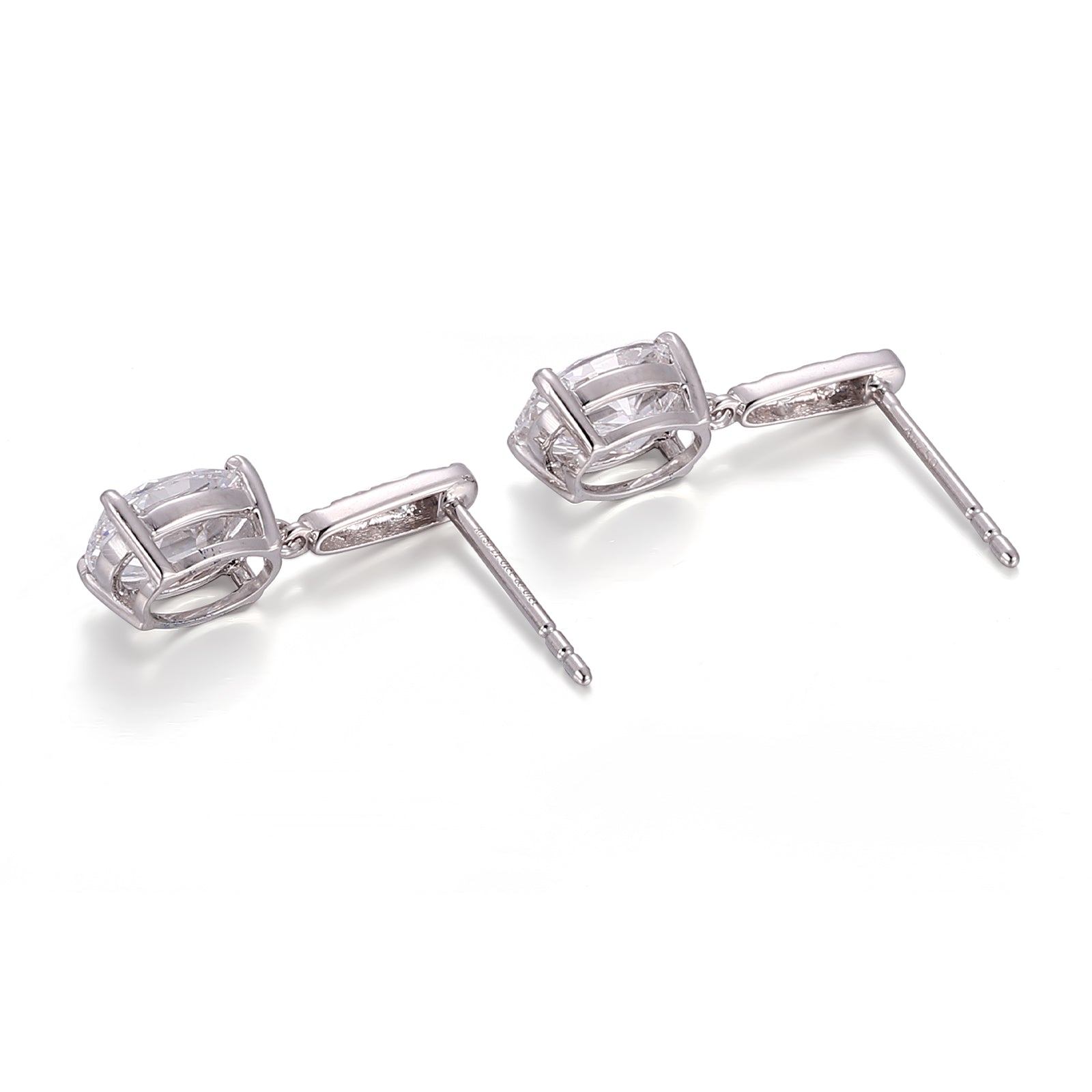 Oval Cascade Drop Earrings | Oval-Cut Lab Diamond in 18K White Gold with Diamond Arc Accents