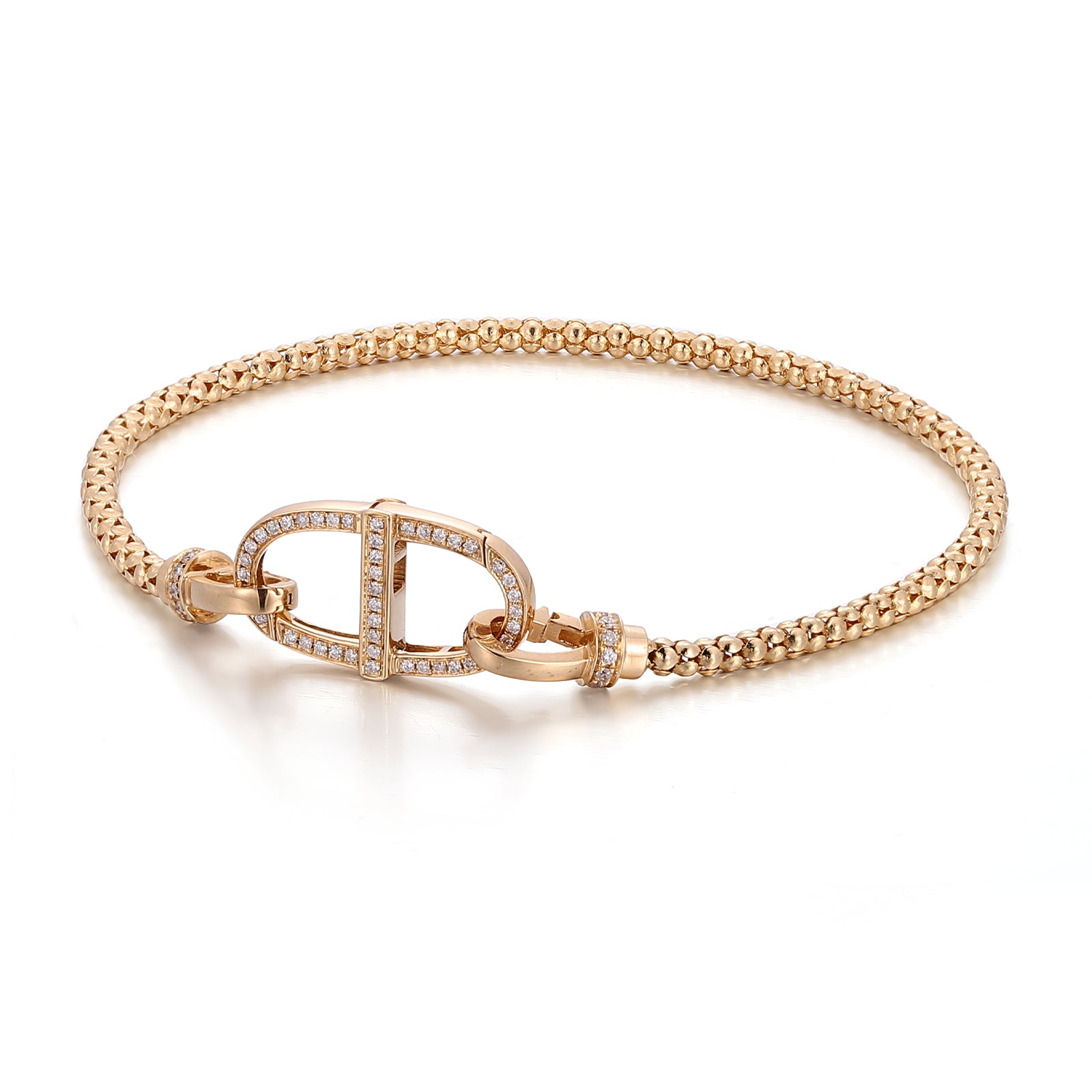 Universal Buckle Pendant Bracelet | 18K Yellow Gold with Lab Diamond-Encrusted Universal Buckle