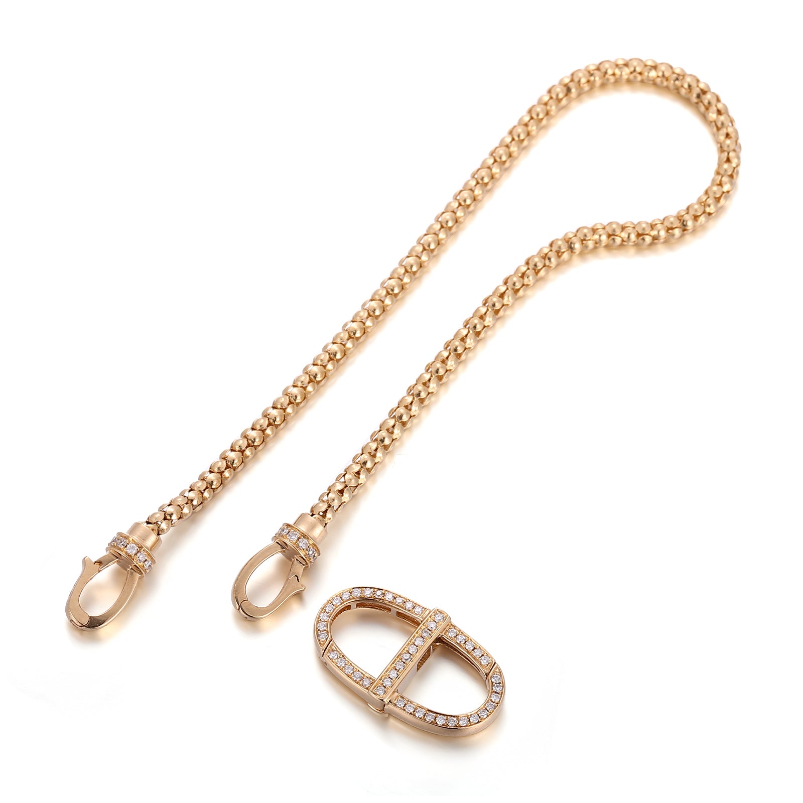 Universal Buckle Pendant Bracelet | 18K Yellow Gold with Lab Diamond-Encrusted Universal Buckle
