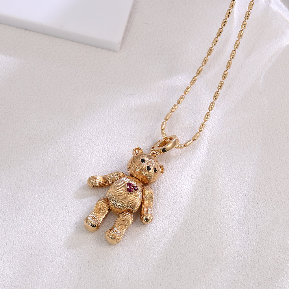 Golden Bear Pendant in 18Kt Gold and set with a Ruby Heart（pendant only）