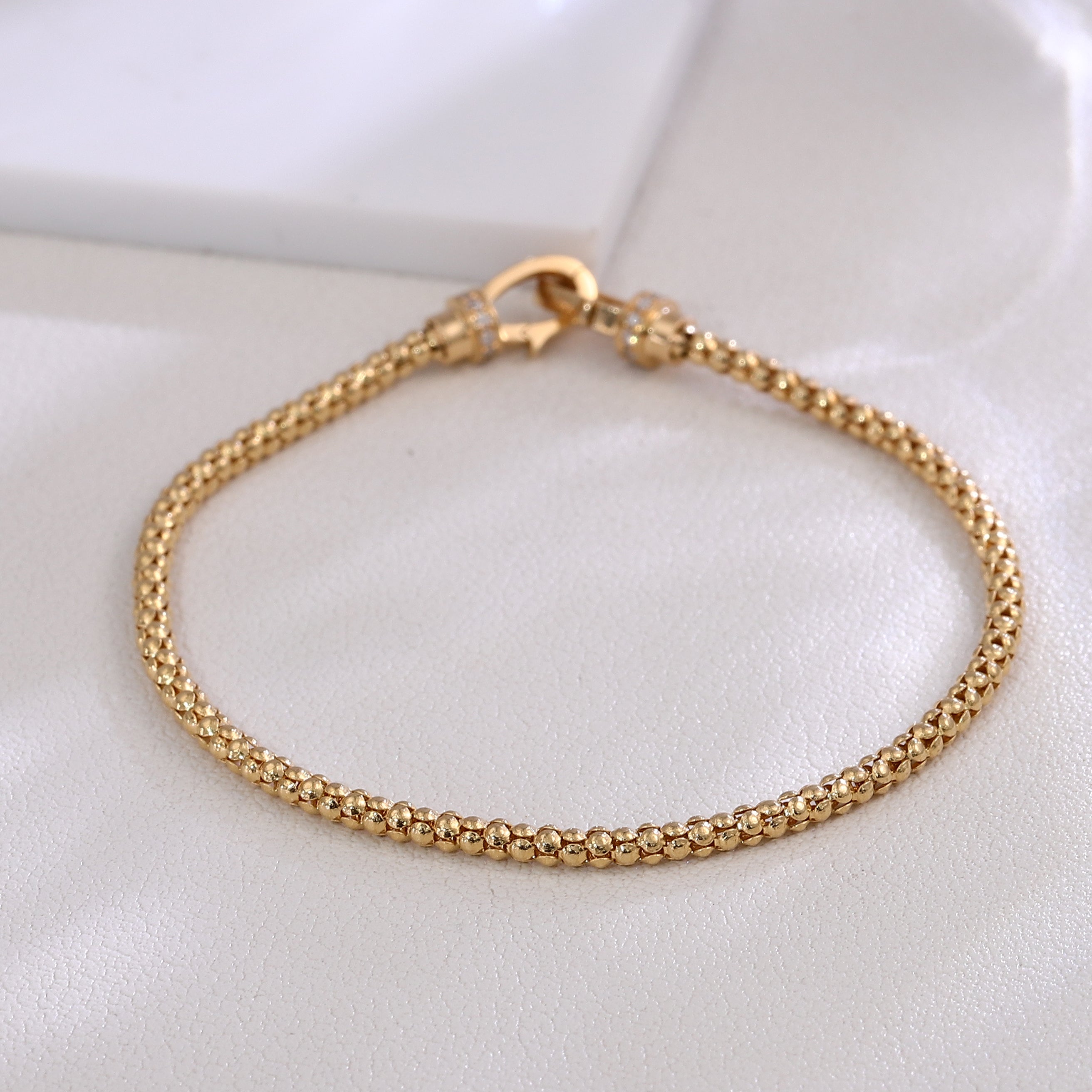 Diamond Chain Bracelet | 18K Yellow Gold Chain with Round Lab Diamond Clasp