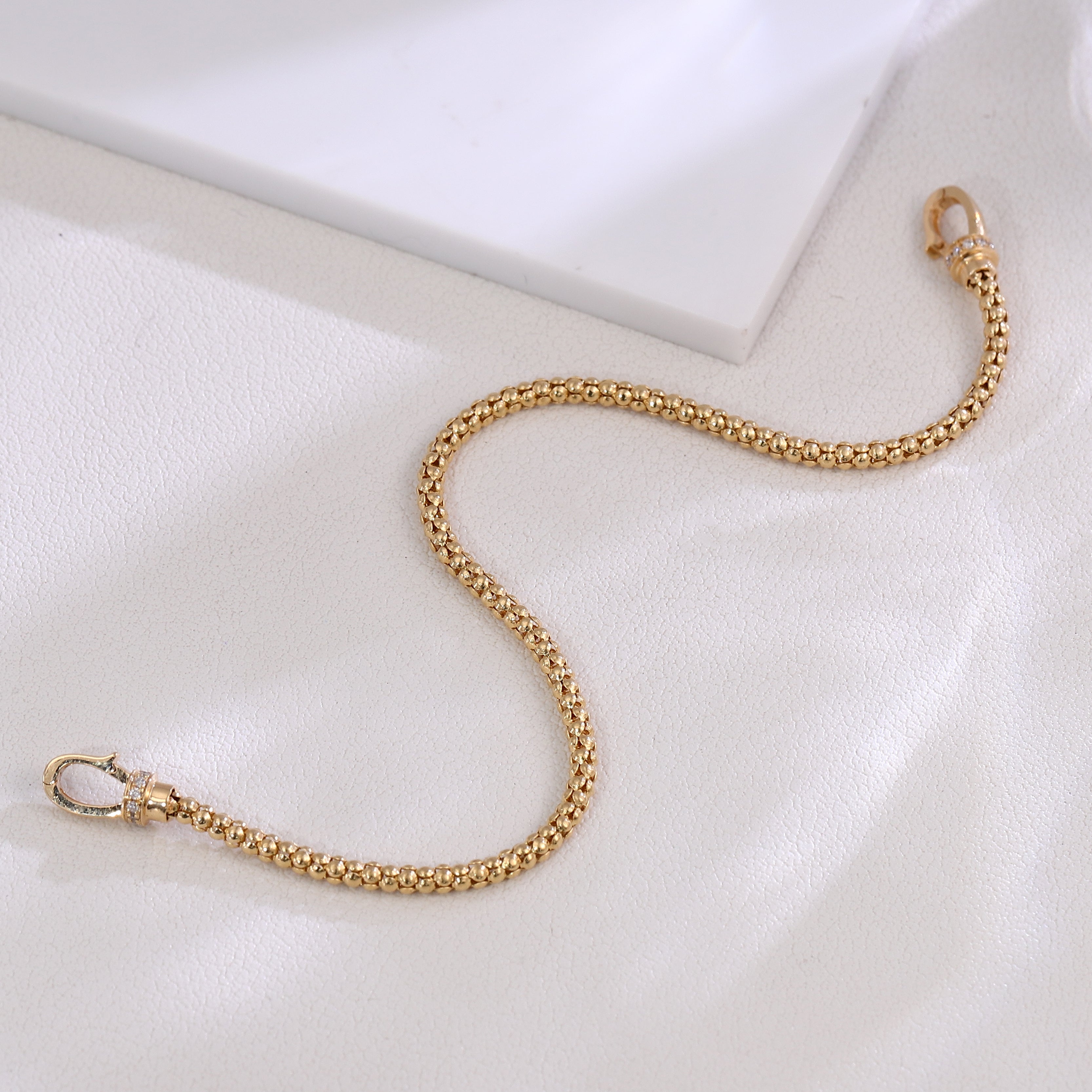 Diamond Chain Bracelet | 18K Yellow Gold Chain with Round Lab Diamond Clasp