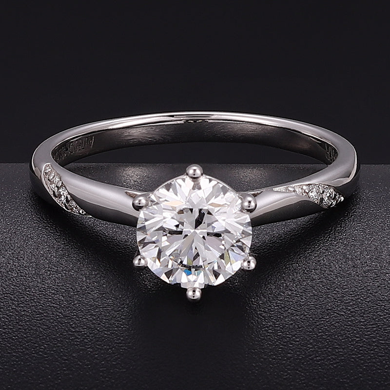 White Gold 1Ct Round Cut Lab Diamond Engagement Solitaire Ring