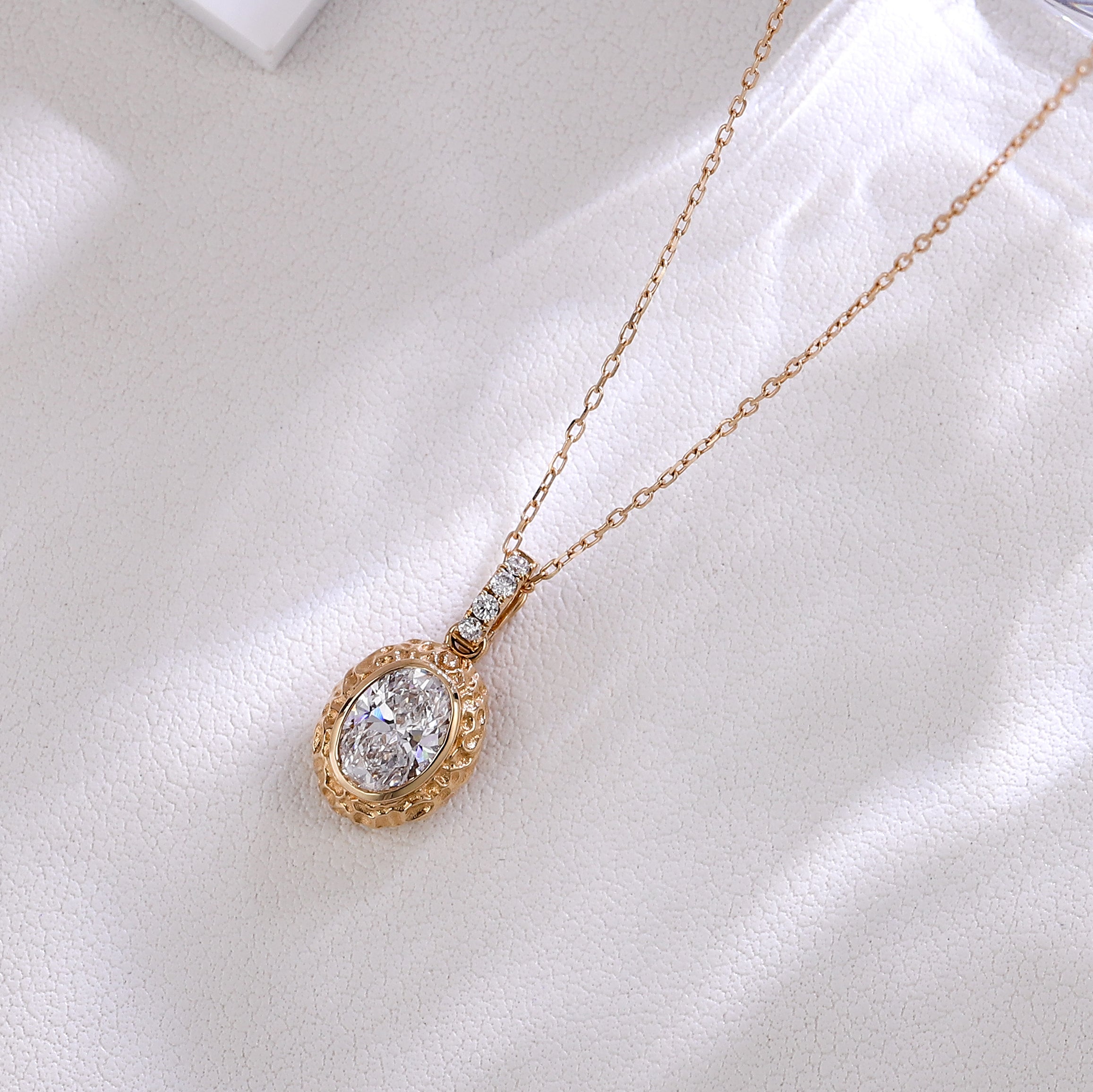 Vintage 18Kt Gold 1Ct Oval Cut Lab Diamond Pendant (Pendant Only)