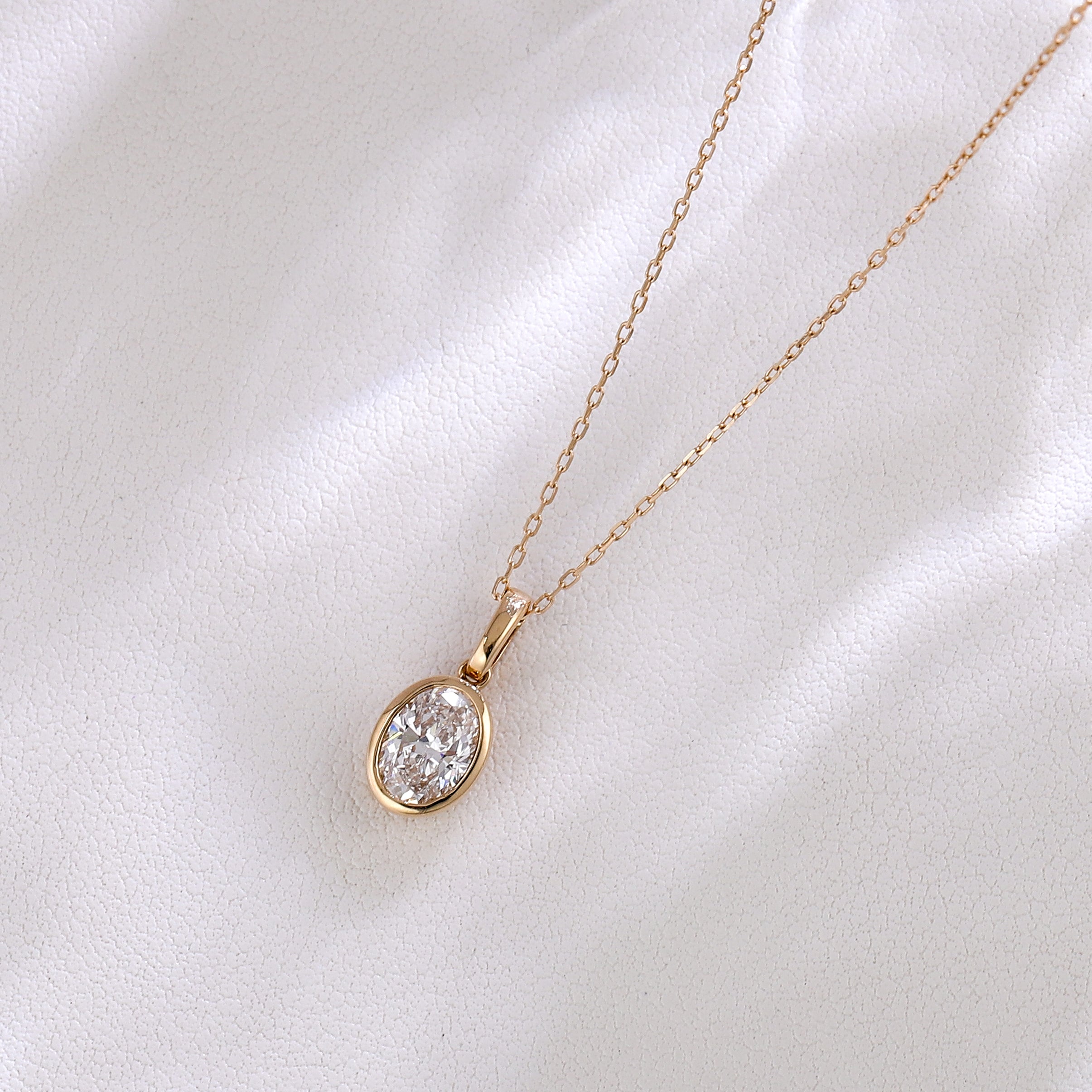 1Ct Bezel-Set Oval Cut Lab Diamond in 18Kt Gold (Pendant Only)