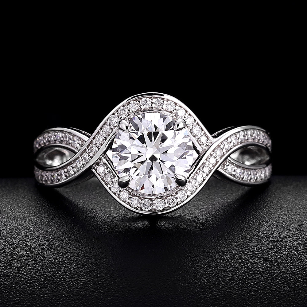 Exquisite 1.09CT Twisted Shank Lab-Grown Diamond Ring