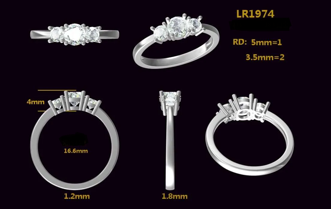 18K White Gold 0.90Ct TW Three Stone Lab Grown Diamond Ring