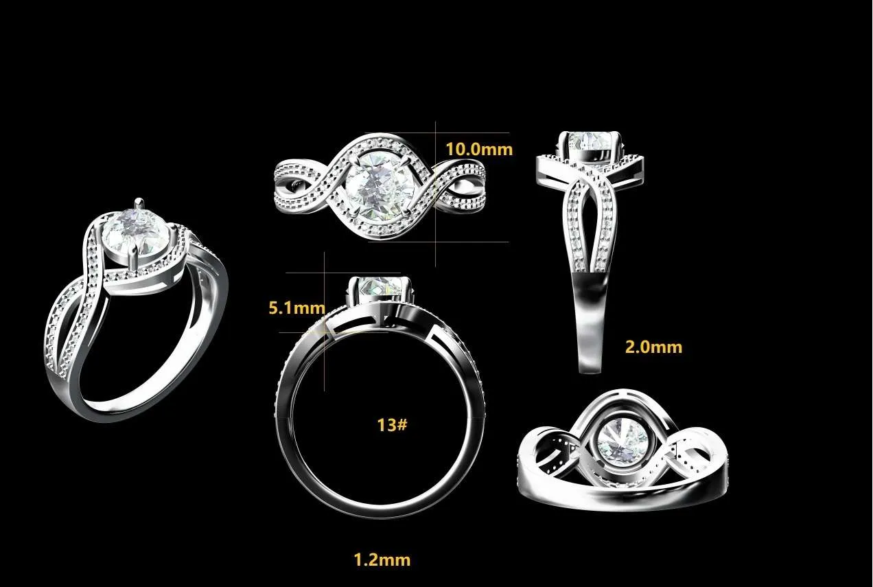 Exquisite 1.09CT Twisted Shank Lab Grown Diamond Ring