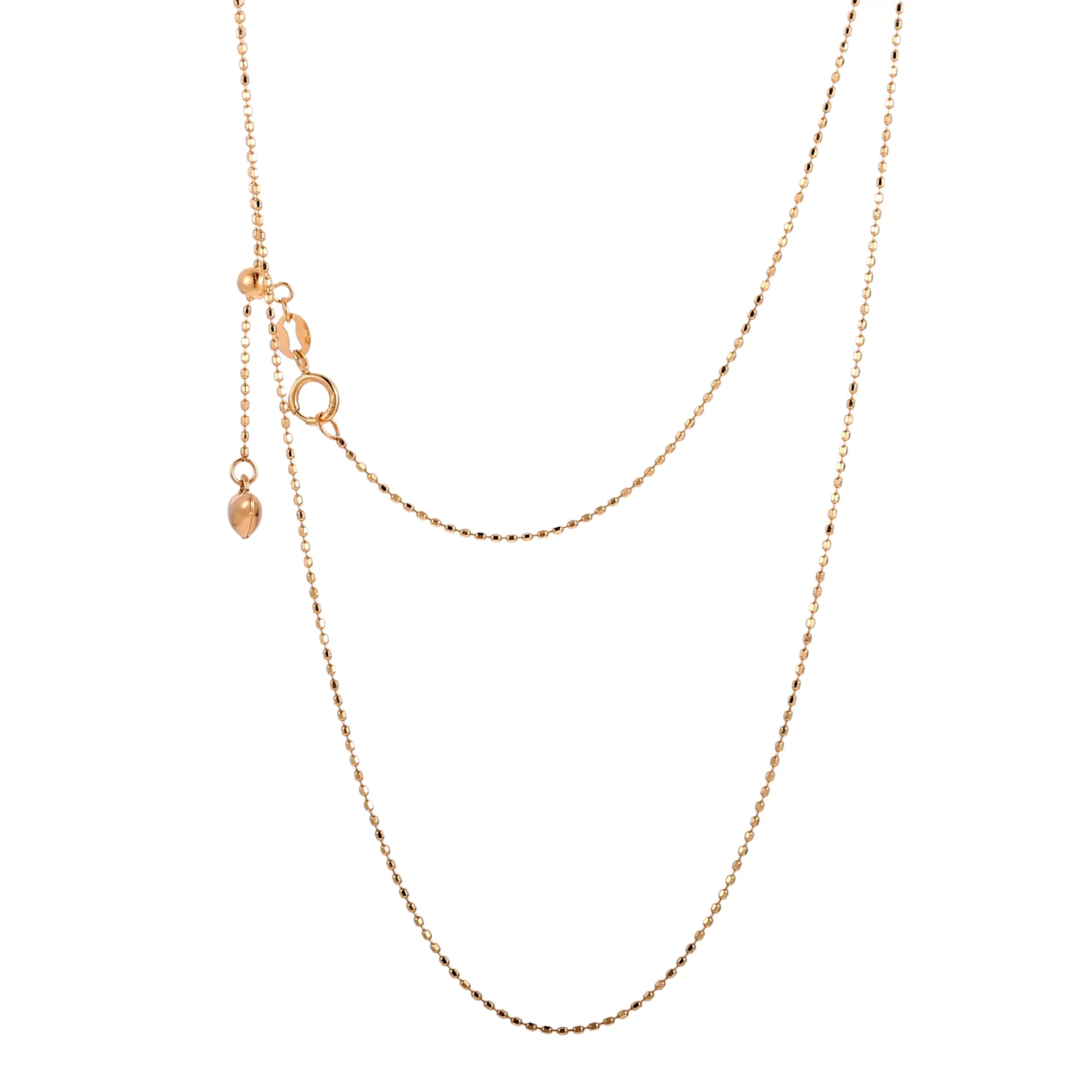 Golden Bead Elegance Necklace | 18K Yellow Gold Beaded Chain with Adjustable Extension