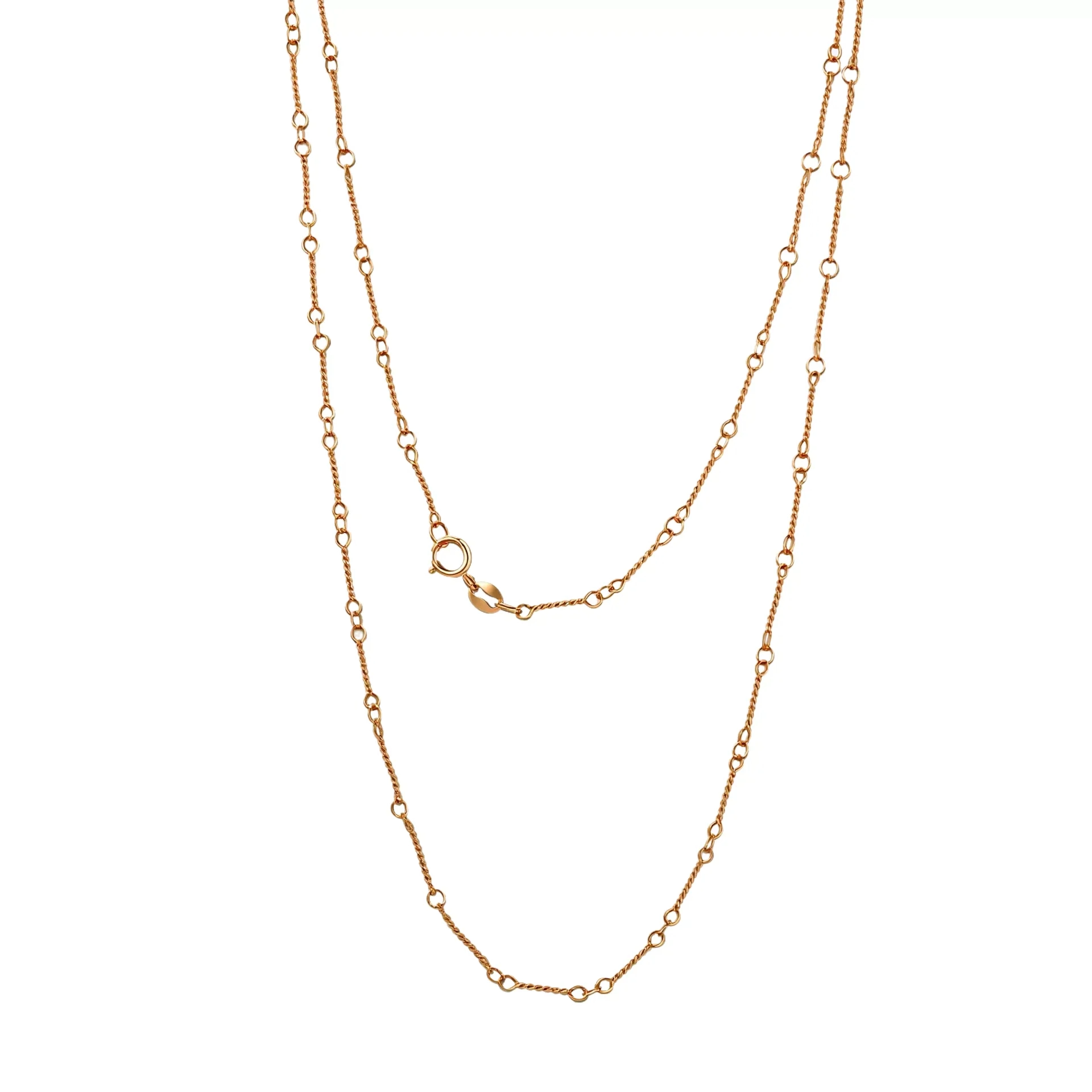 Dual-Textured Gold Chain | 18K Yellow Gold Necklace with Alternating Smooth & Twisted Links
