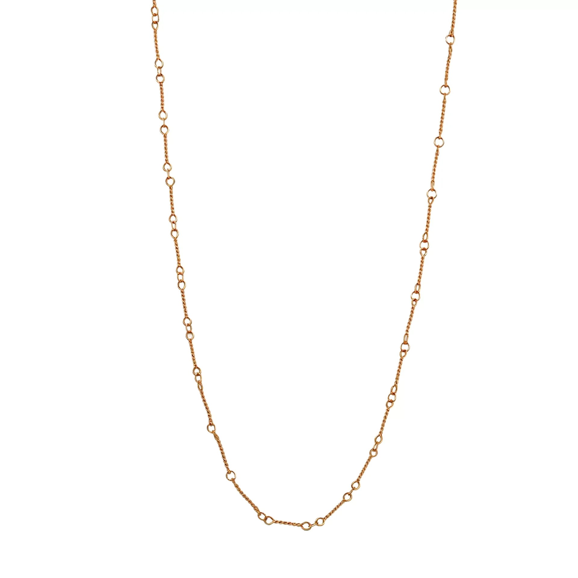 Dual-Textured Gold Chain | 18K Yellow Gold Necklace with Alternating Smooth & Twisted Links