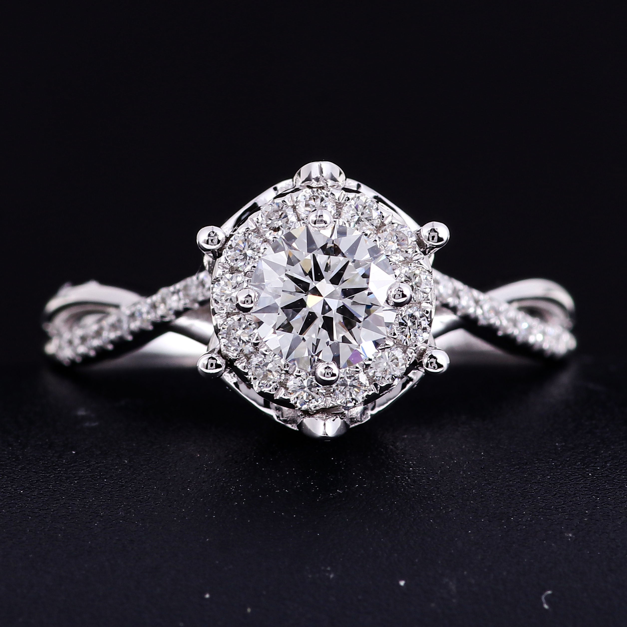 Intricate 0.5CT Lab-Grown Diamond Halo Ring