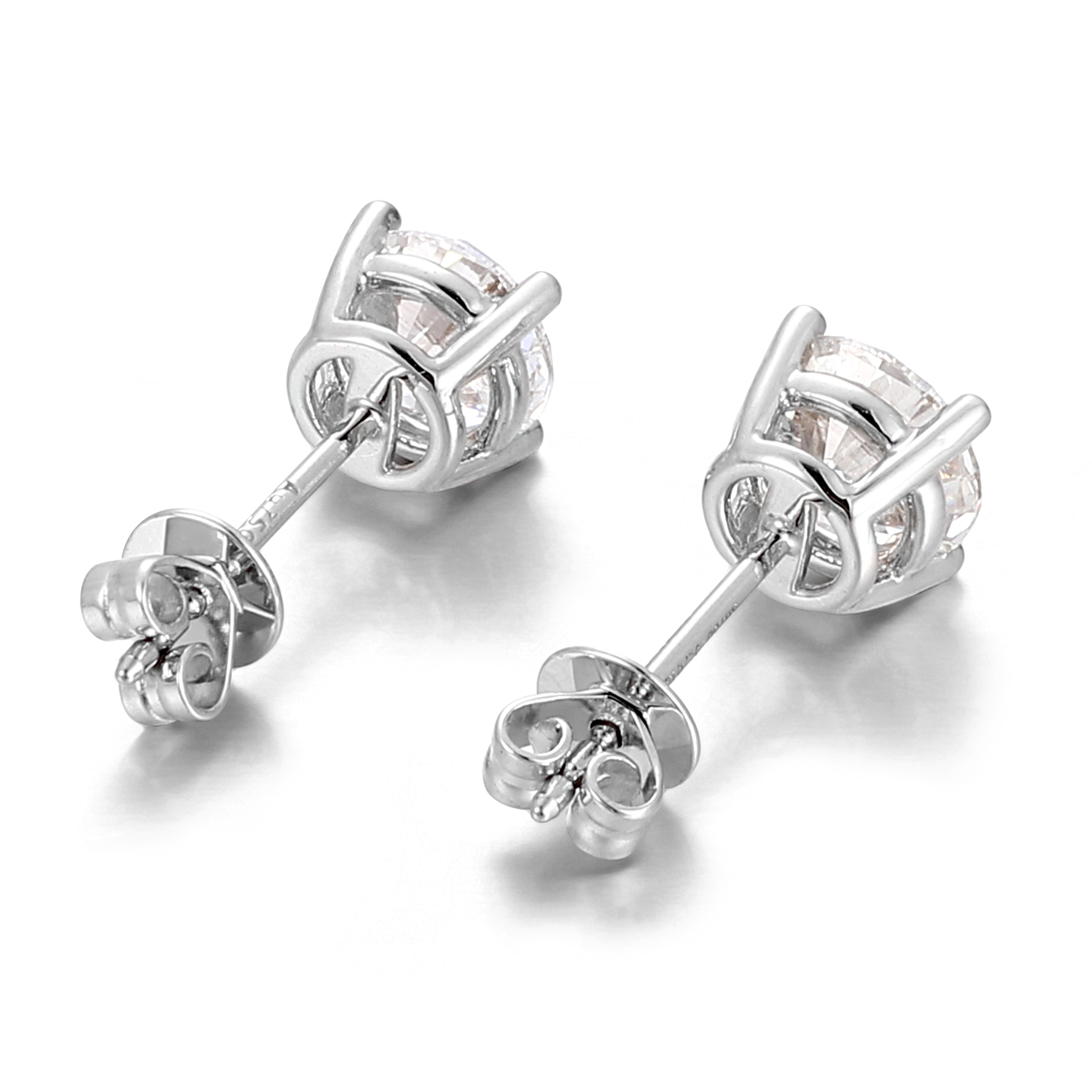 Solitaire 4 Claw Lab Diamond Earrings in 18K White Gold